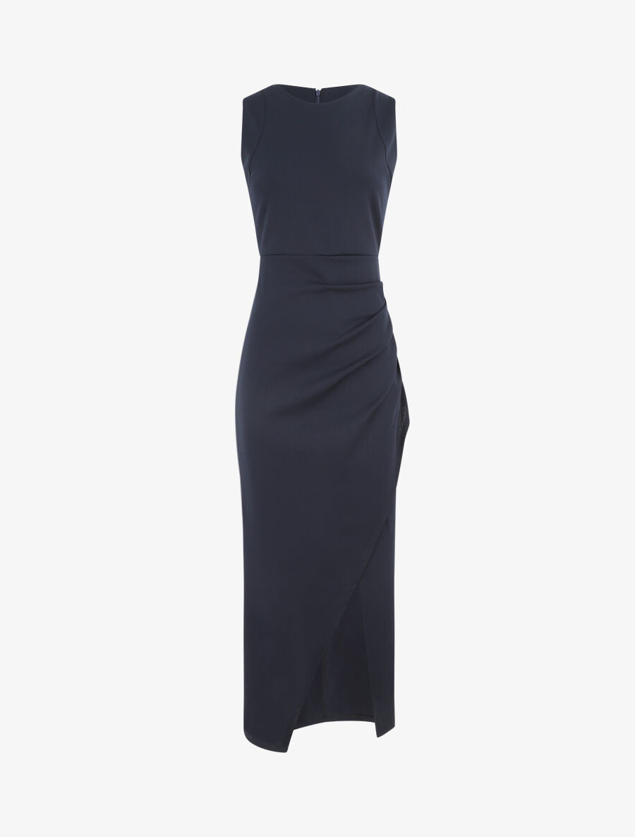 Robe longue drapée sans manches - Marine - 4