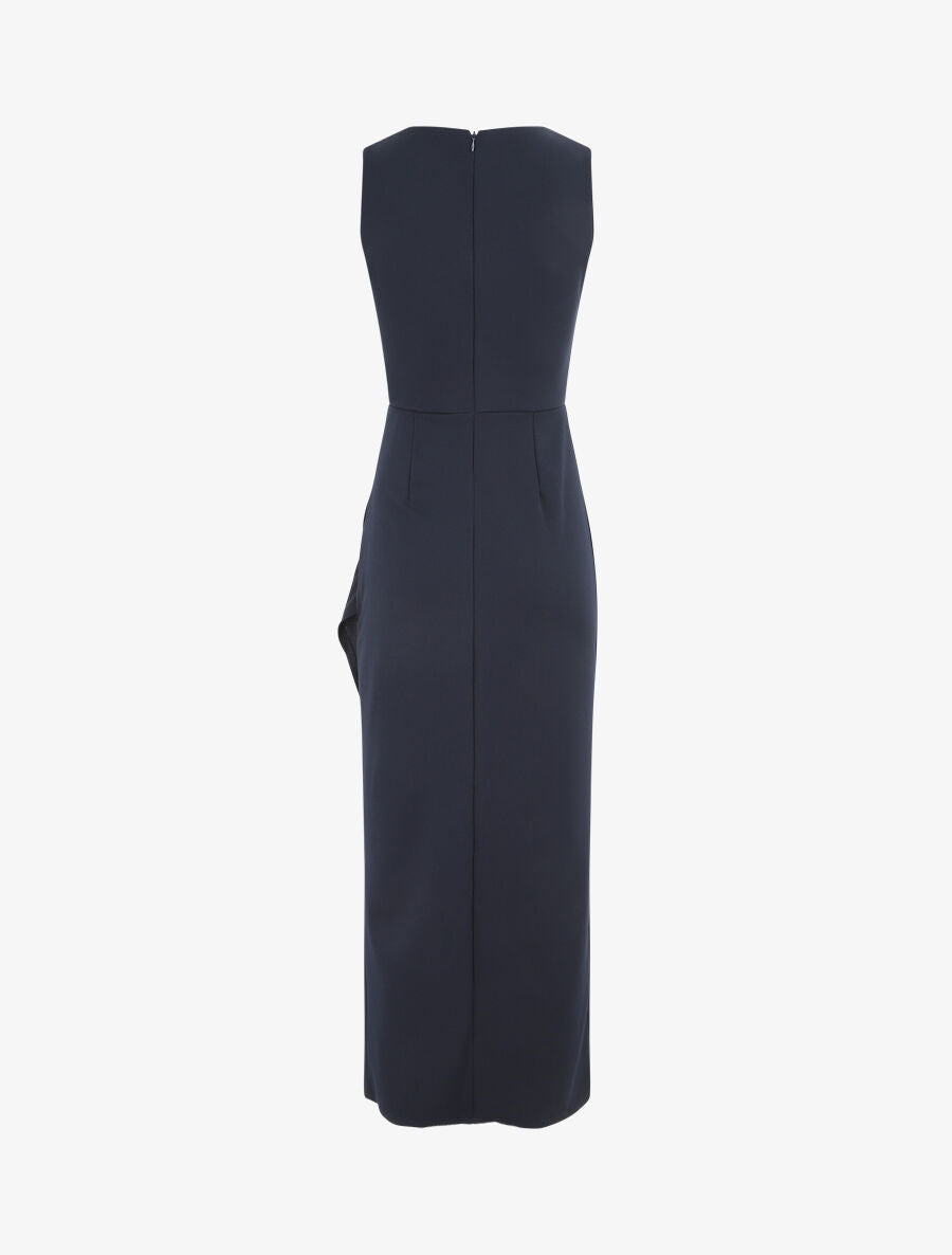 Robe longue drapée sans manches - Marine - 2