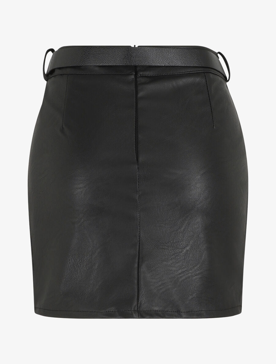 Jupe courte en simili - Noir - 2