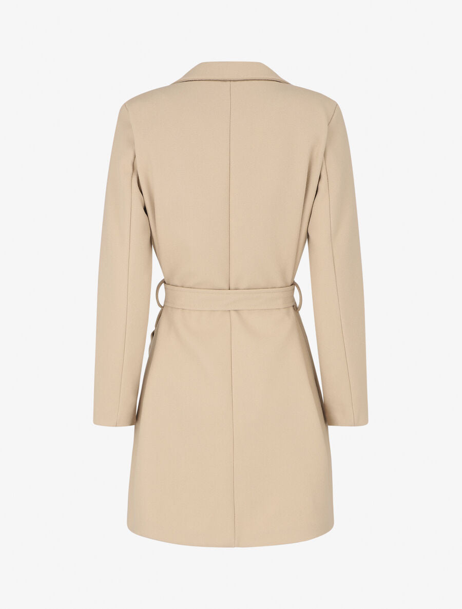 Manteau long croisé ceinturé - Beige - 2