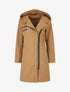 Manteau long zippé à capuche - Camel - 1