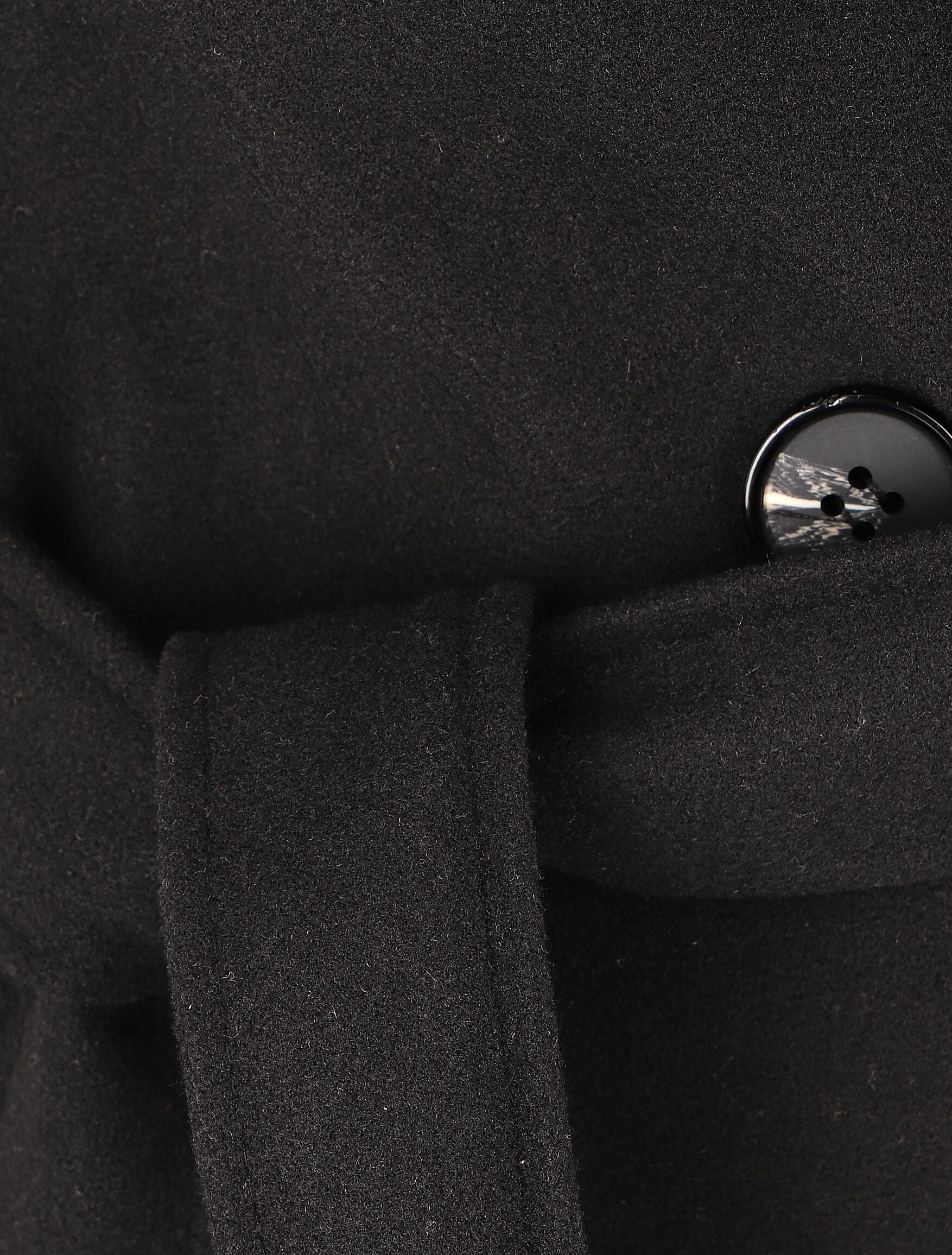 Manteau long ceinturé à col droit - Noir - 3