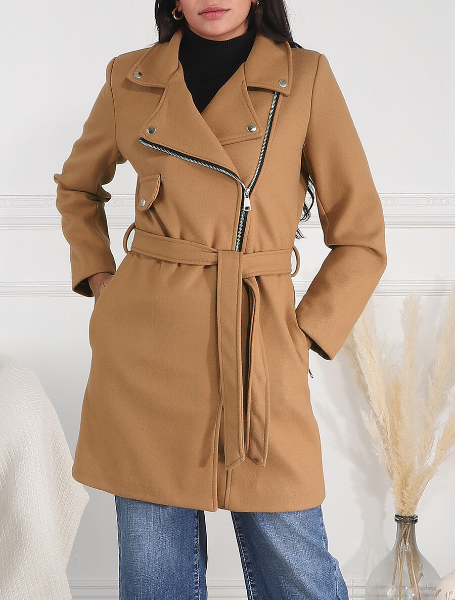 Manteau long uni style perfecto - Camel - 3
