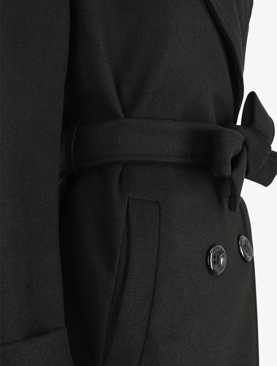 Manteau mi-long croisé - Noir - 3