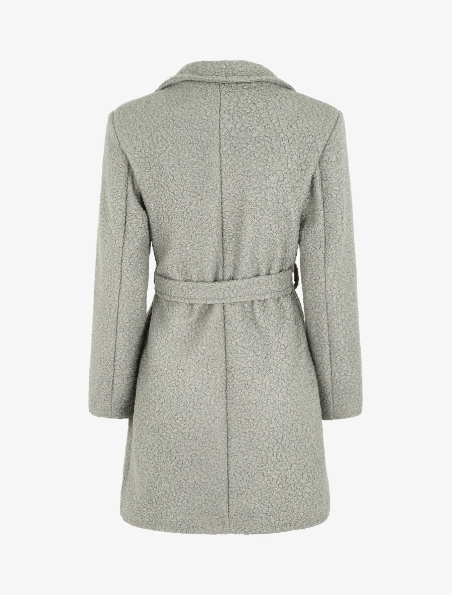 Manteau long effet peau de mouton - Gris - 2