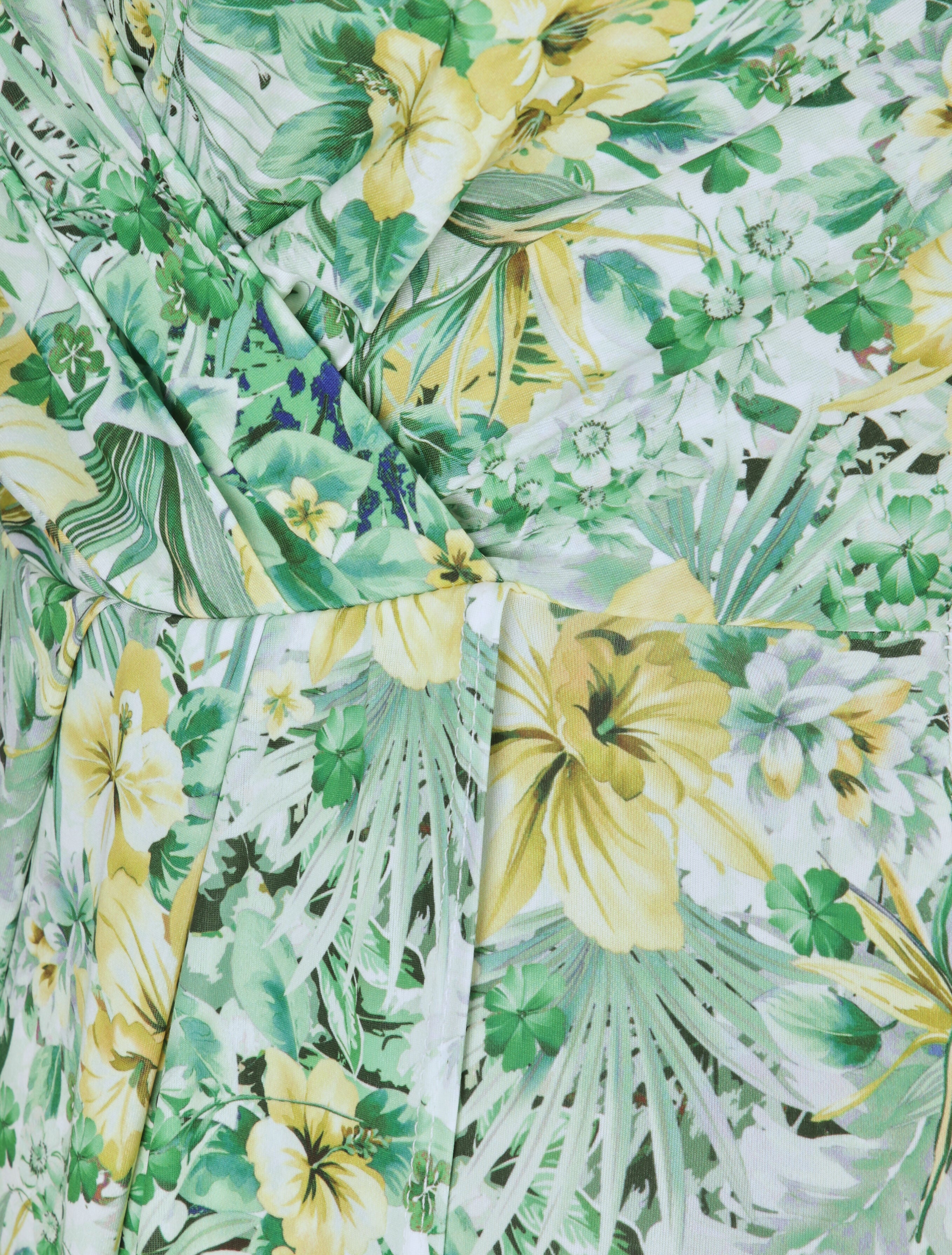 Robe style portefeuille à imprimé fleurs tropicales - Vert - 3