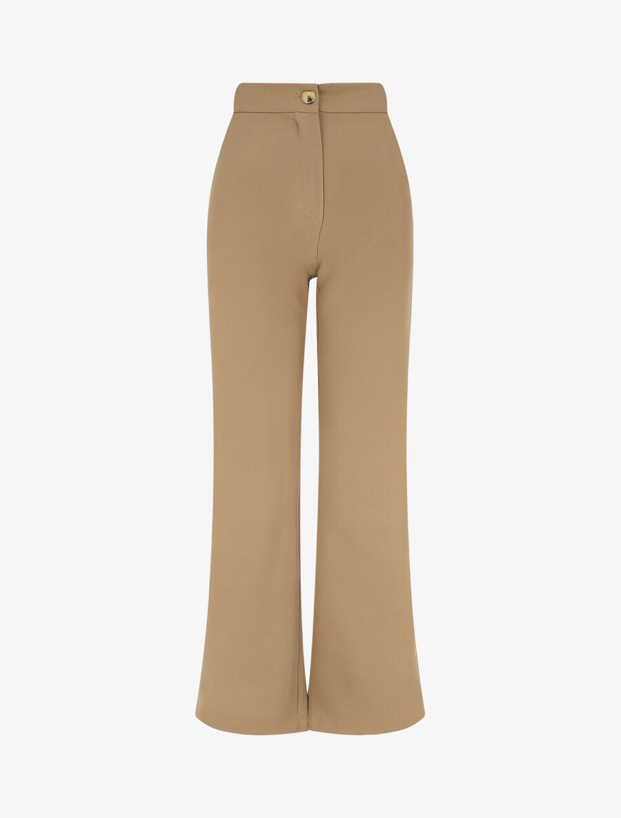 Pantalon classique à taille élastiquée - Beige - 1
