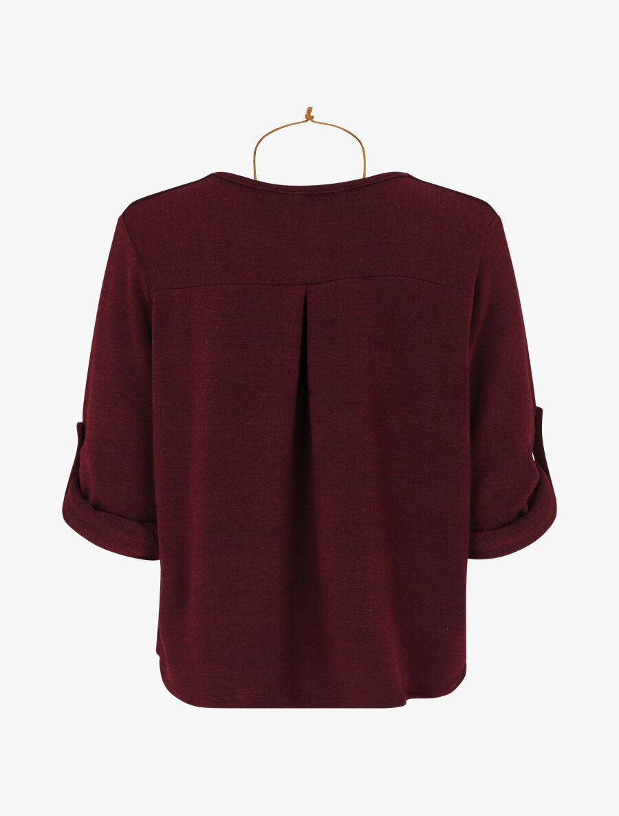 Pull ample uni col V - Prune - 2