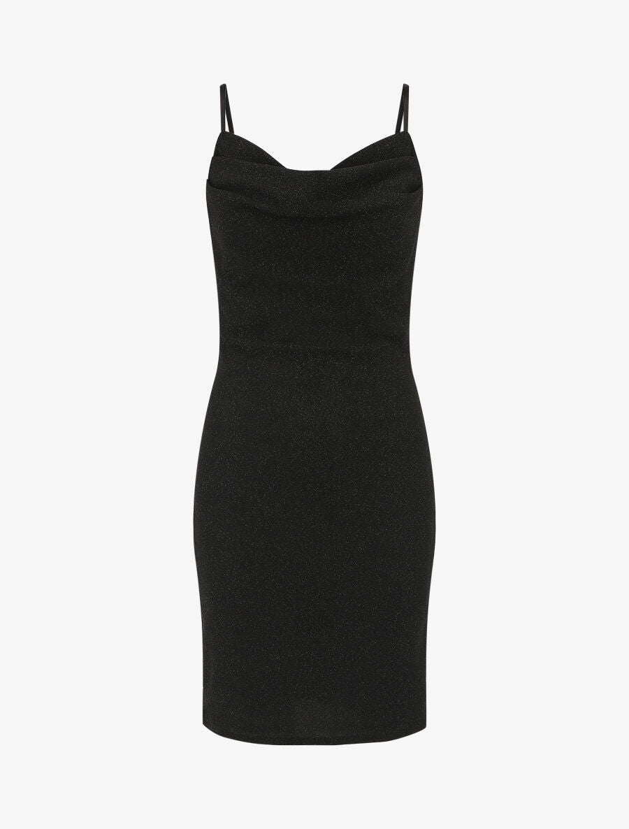 Robe moulante pailletée à col bénitier - Noir - 1