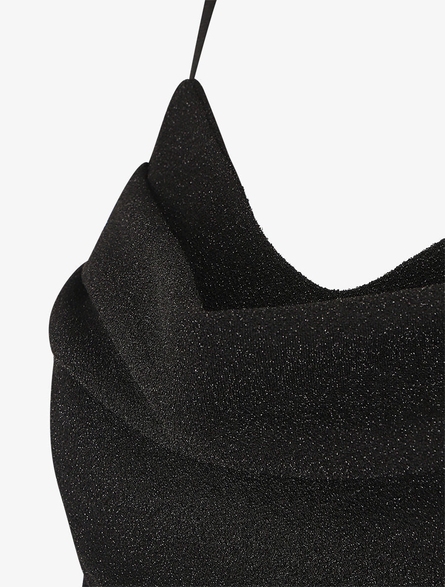 Robe moulante pailletée à col bénitier - Noir - 3