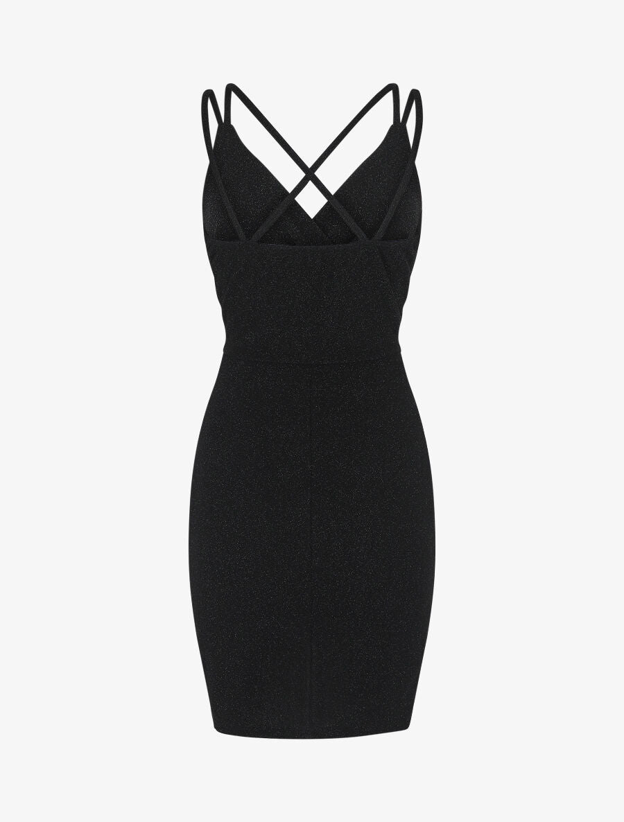 Robe pailletée à bretelles croisées - Noir - 2