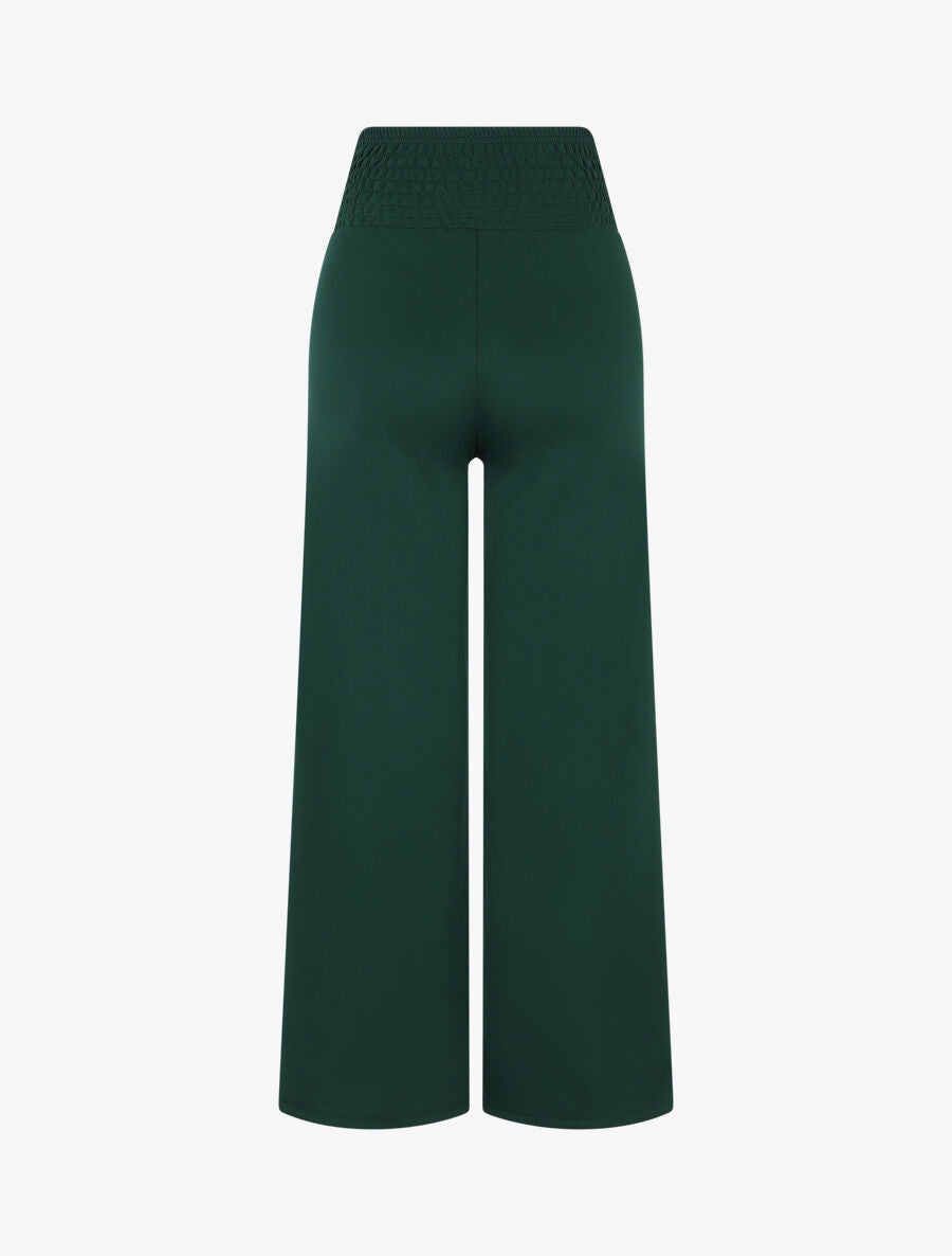 Pantalon style pons fluide uni - Vert sapin - 2