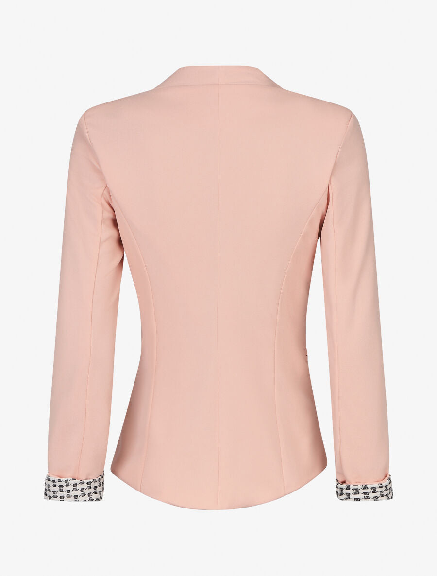 Blazer uni à revers imprimé grec - Rose - 2