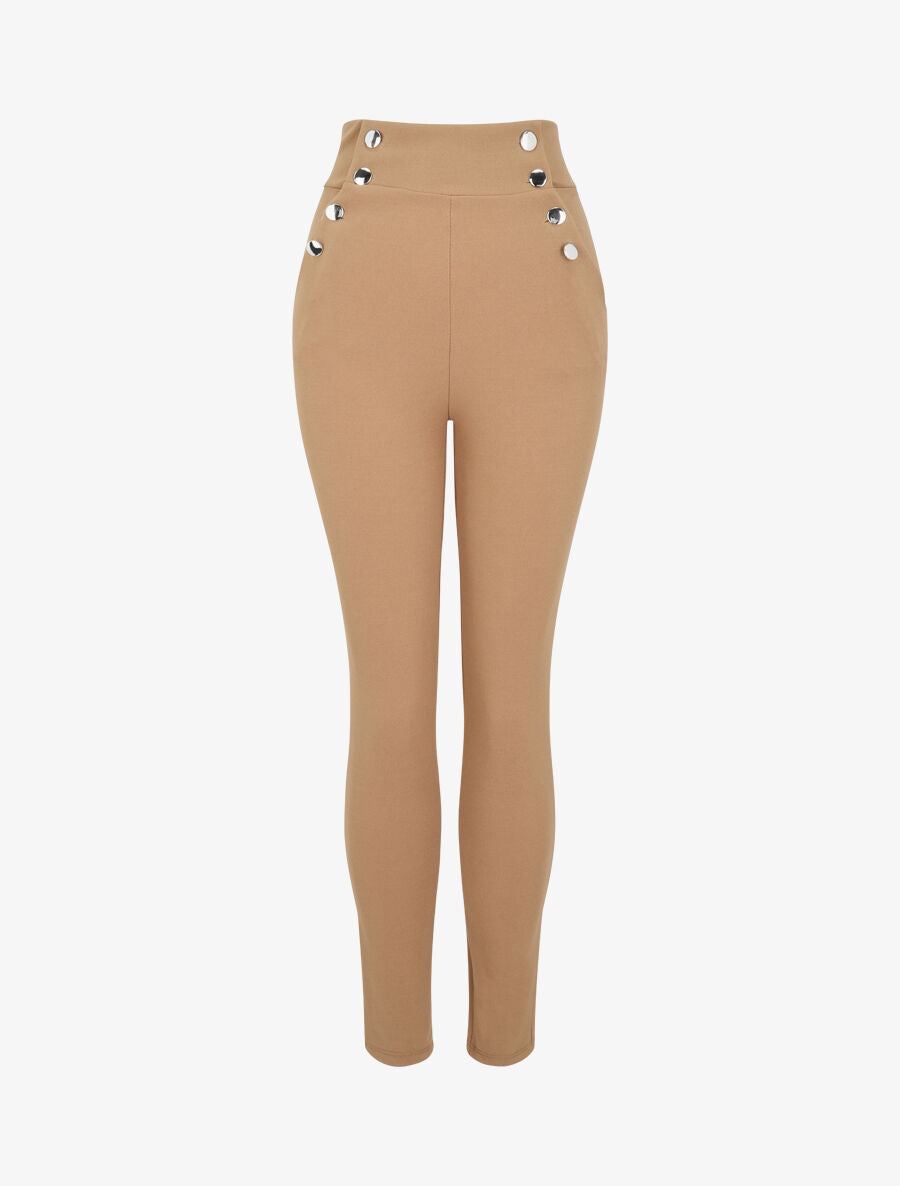 Pantalon à pont coupe slim - Camel - 1