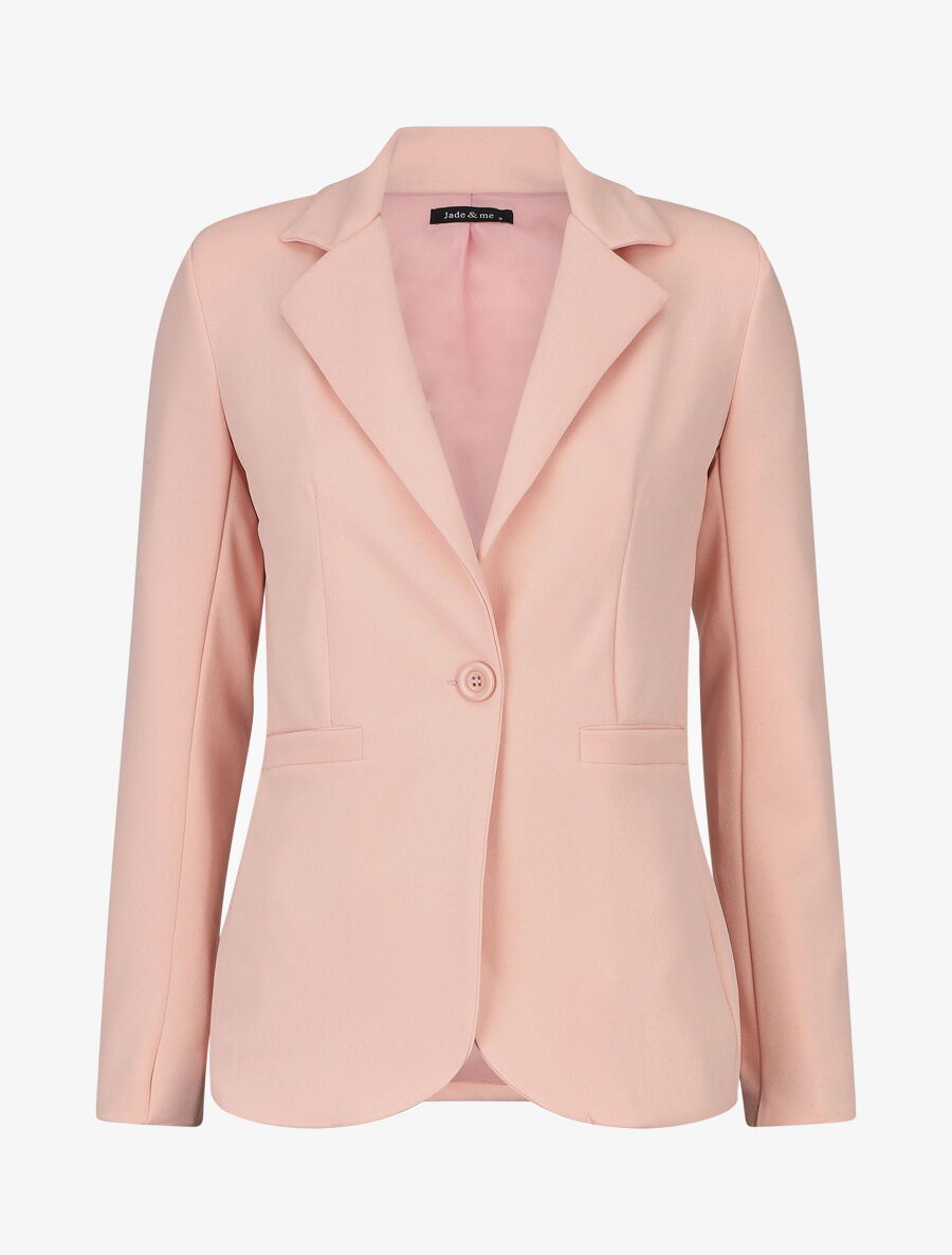 Blazer uni à un bouton - Rose - 1