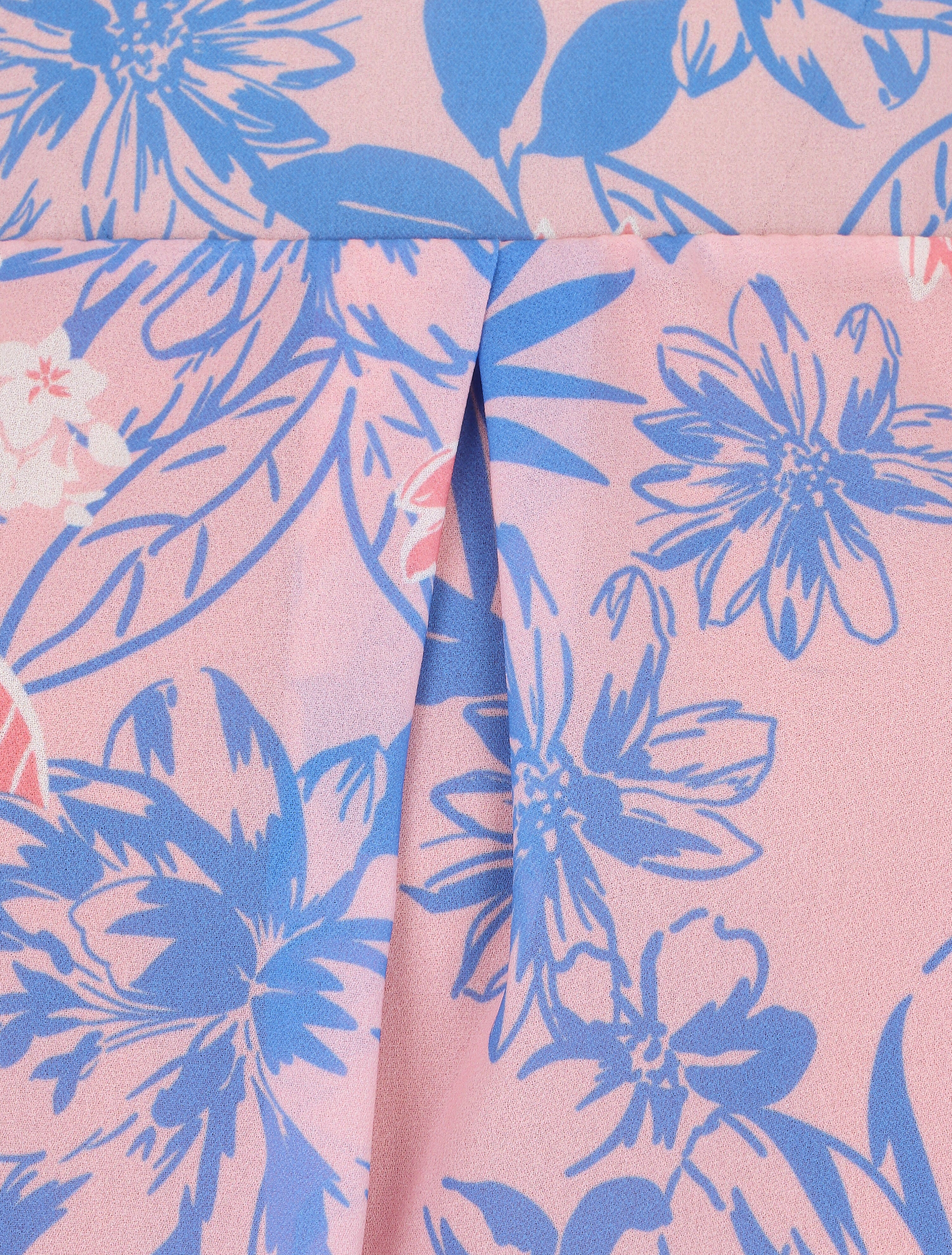 Blouse manches longues à col rond et imprimé floral - Rose/bleu - 3