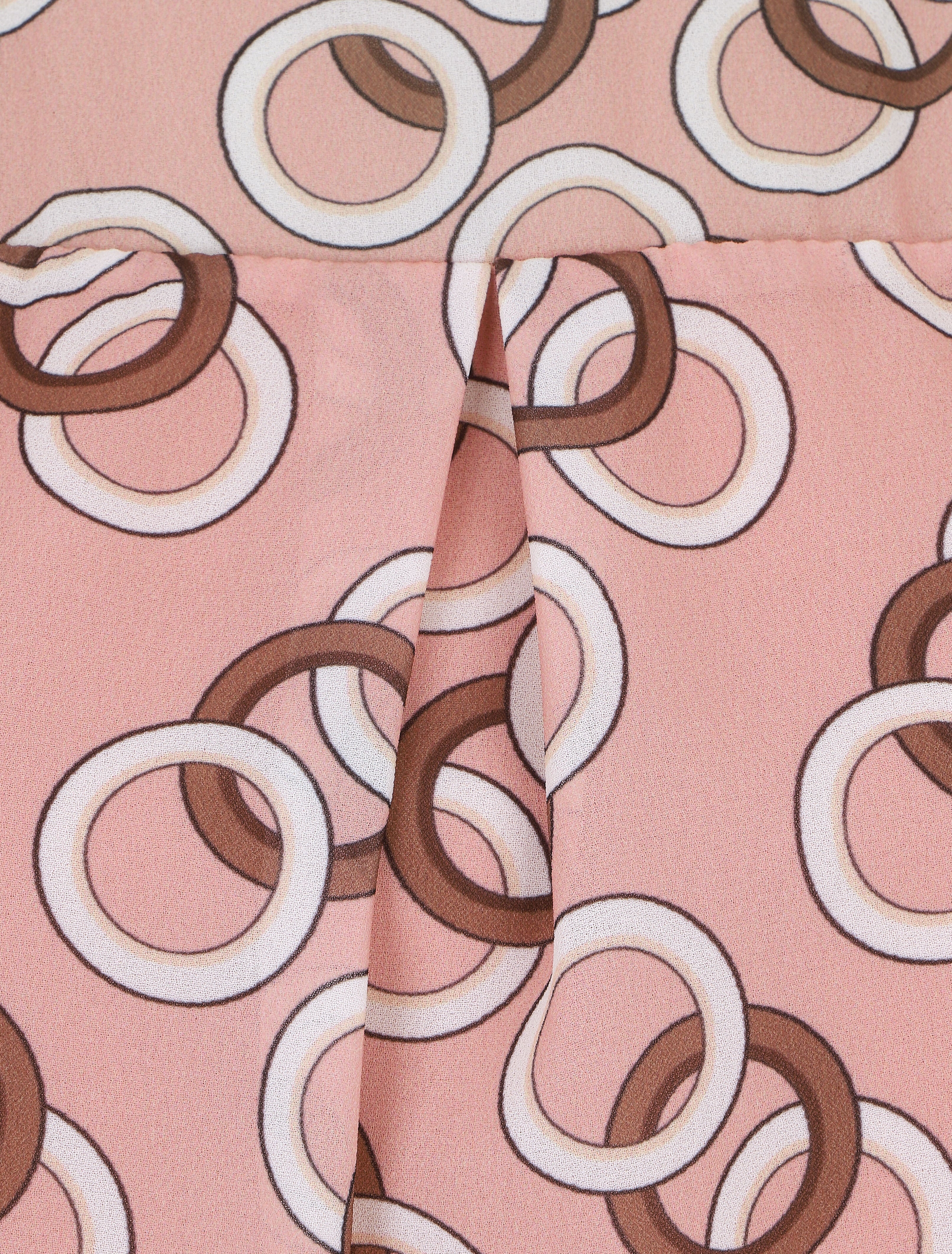 Blouse manches longues à col rond et imprimé anneaux - Rose - 3