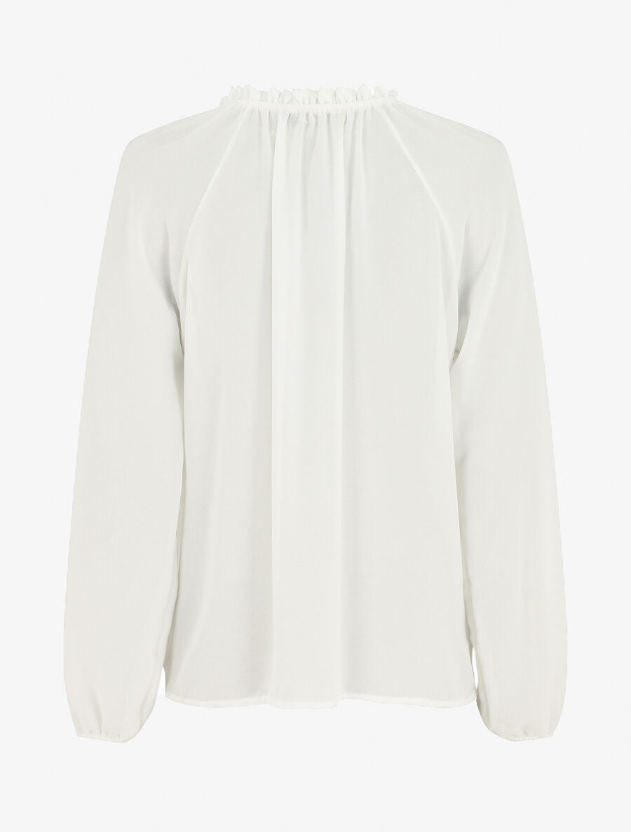 Blouse ample unie manches longues - Blanc - 2