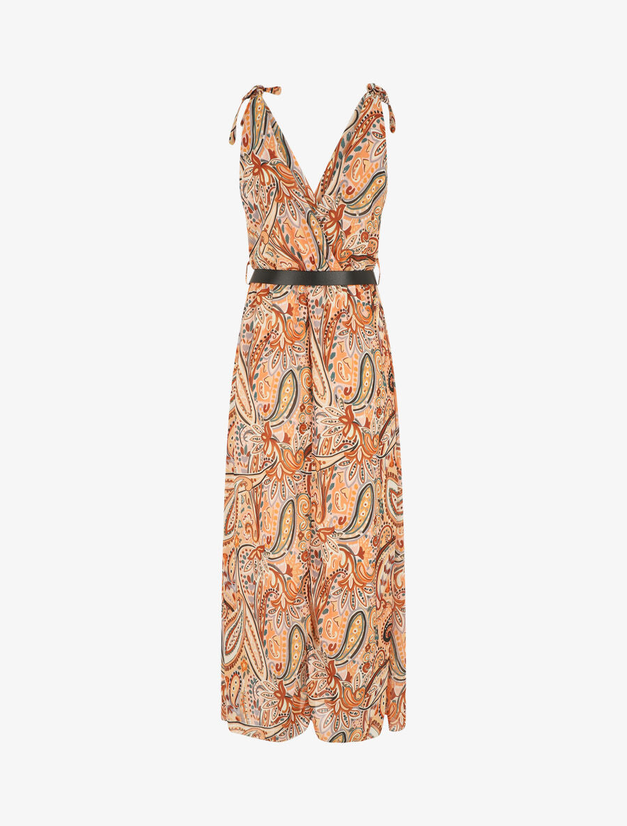 Robe longue sans manches imprimé cachemire stylisé - Beige - 2