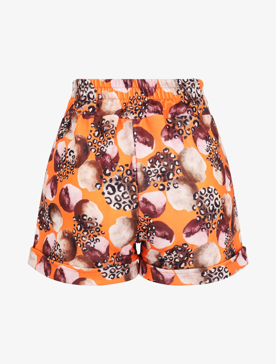 Short à imprimé léopard et cercles stylisés - Orange - 2