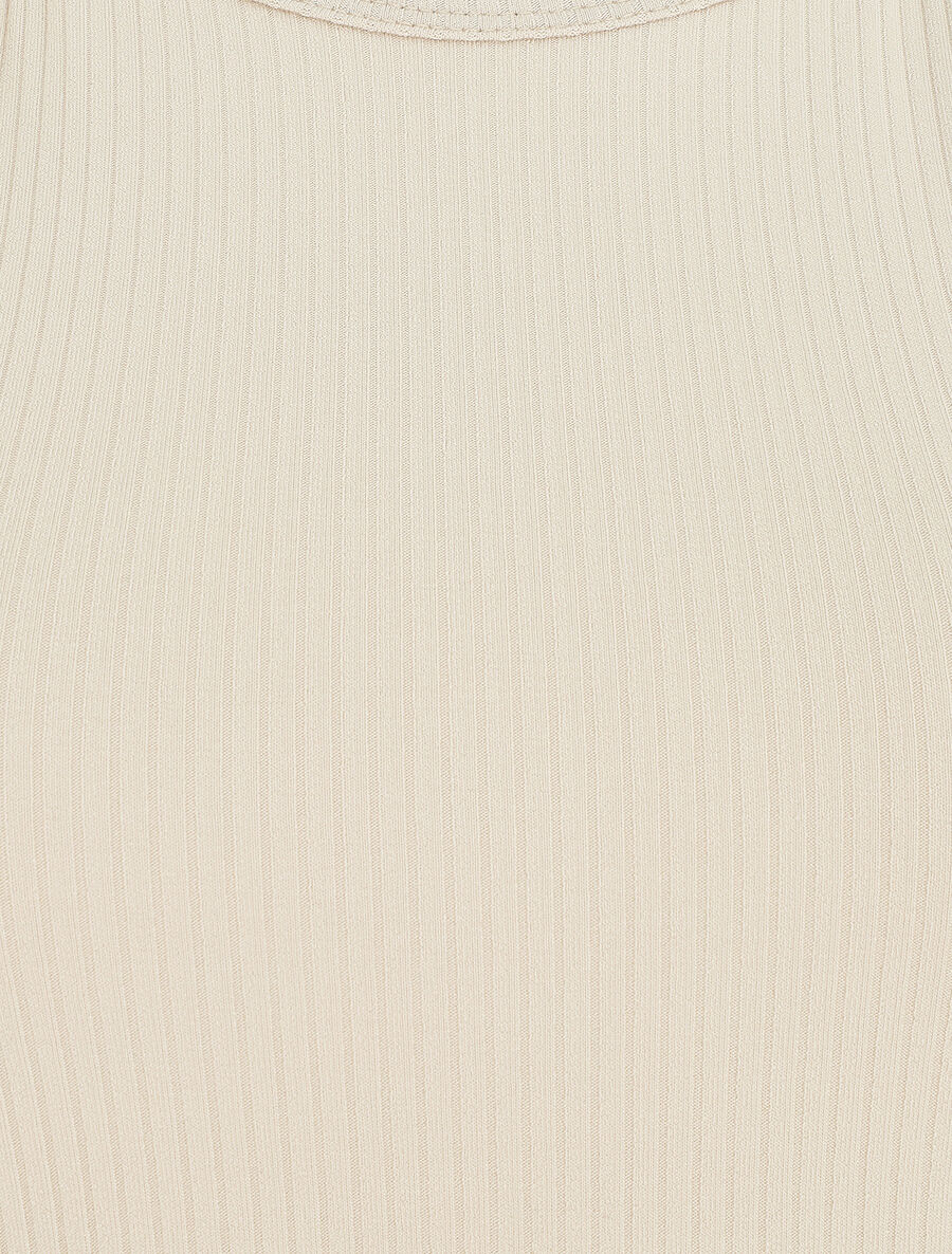 Débardeur uni côtelé - Beige - 3