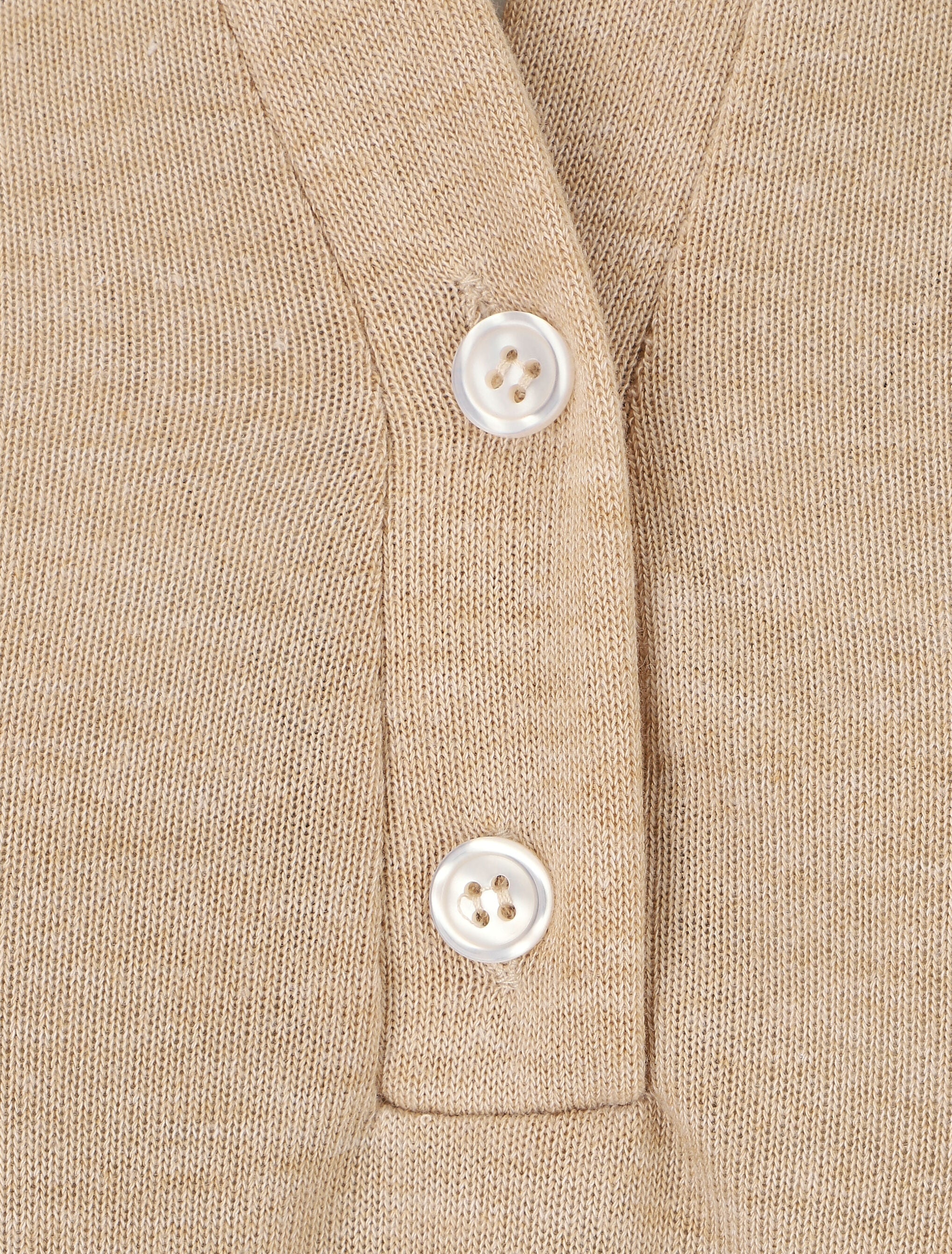 Pull uni fin à manches retroussables - Beige - 3