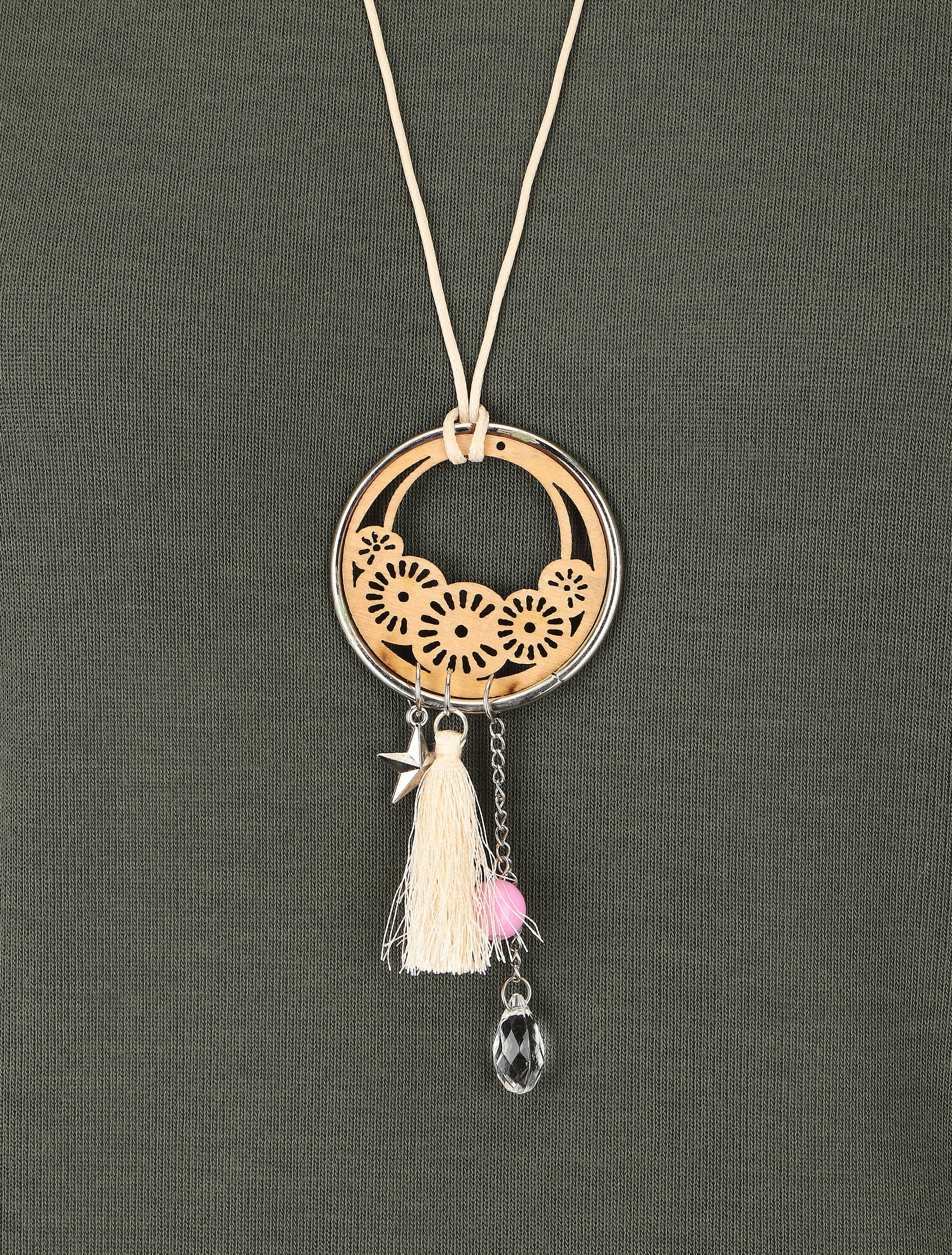 Pull fin uni à col rond - Kaki - 3