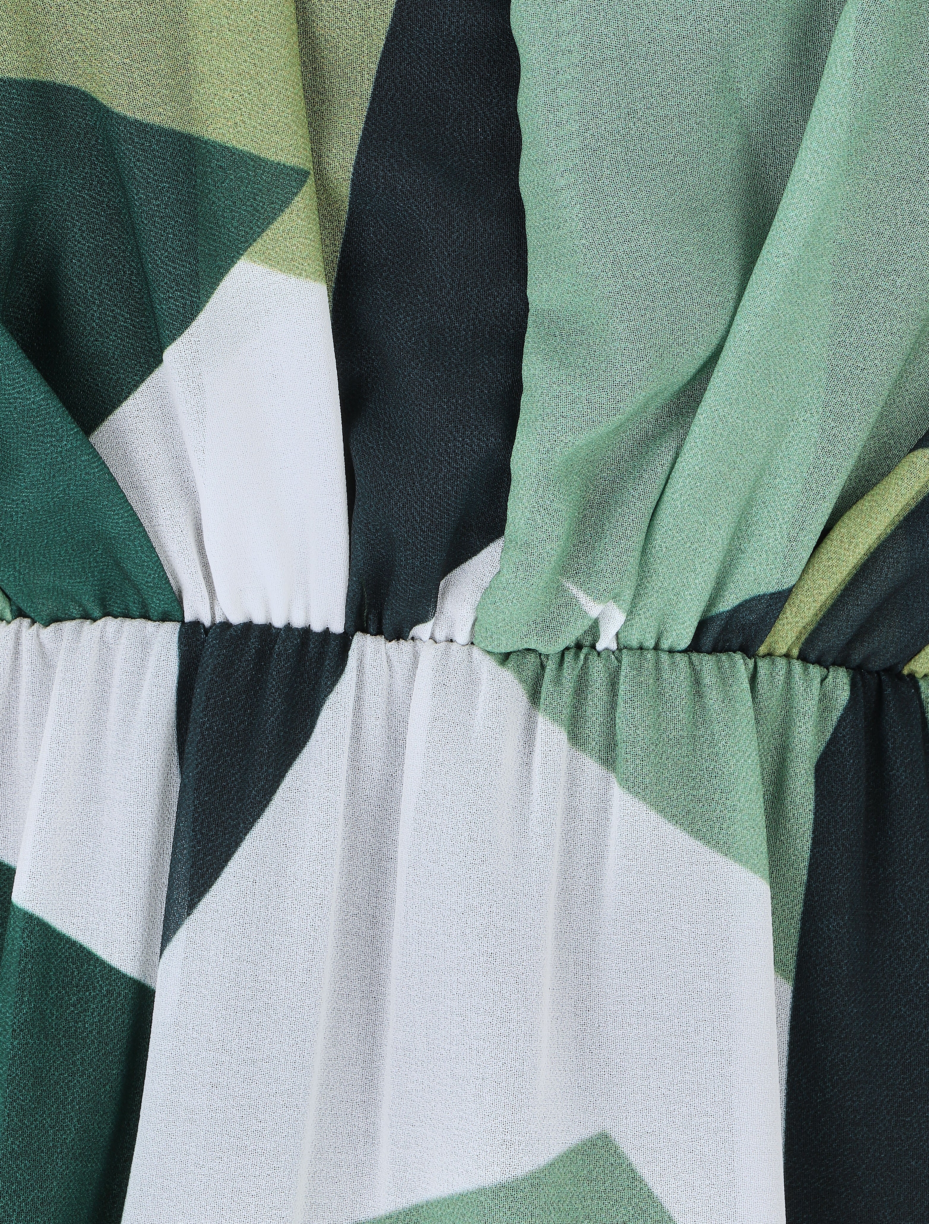 Robe mi-longue à imprimé graphique - Vert - 3