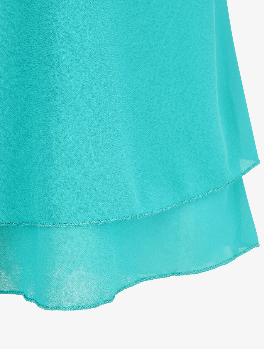 Caraco uni en voile superposé - Turquoise - 3