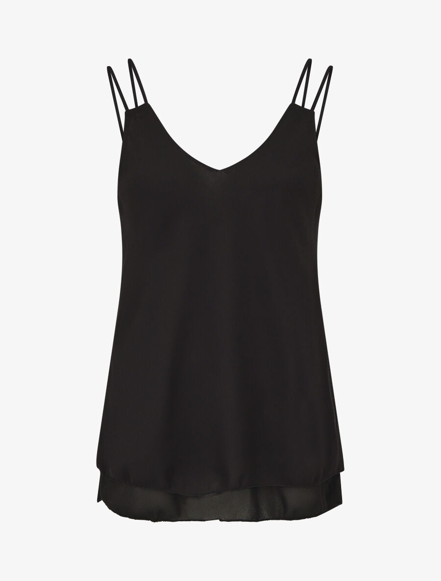 Top uni en voiles superposés - Noir - 1