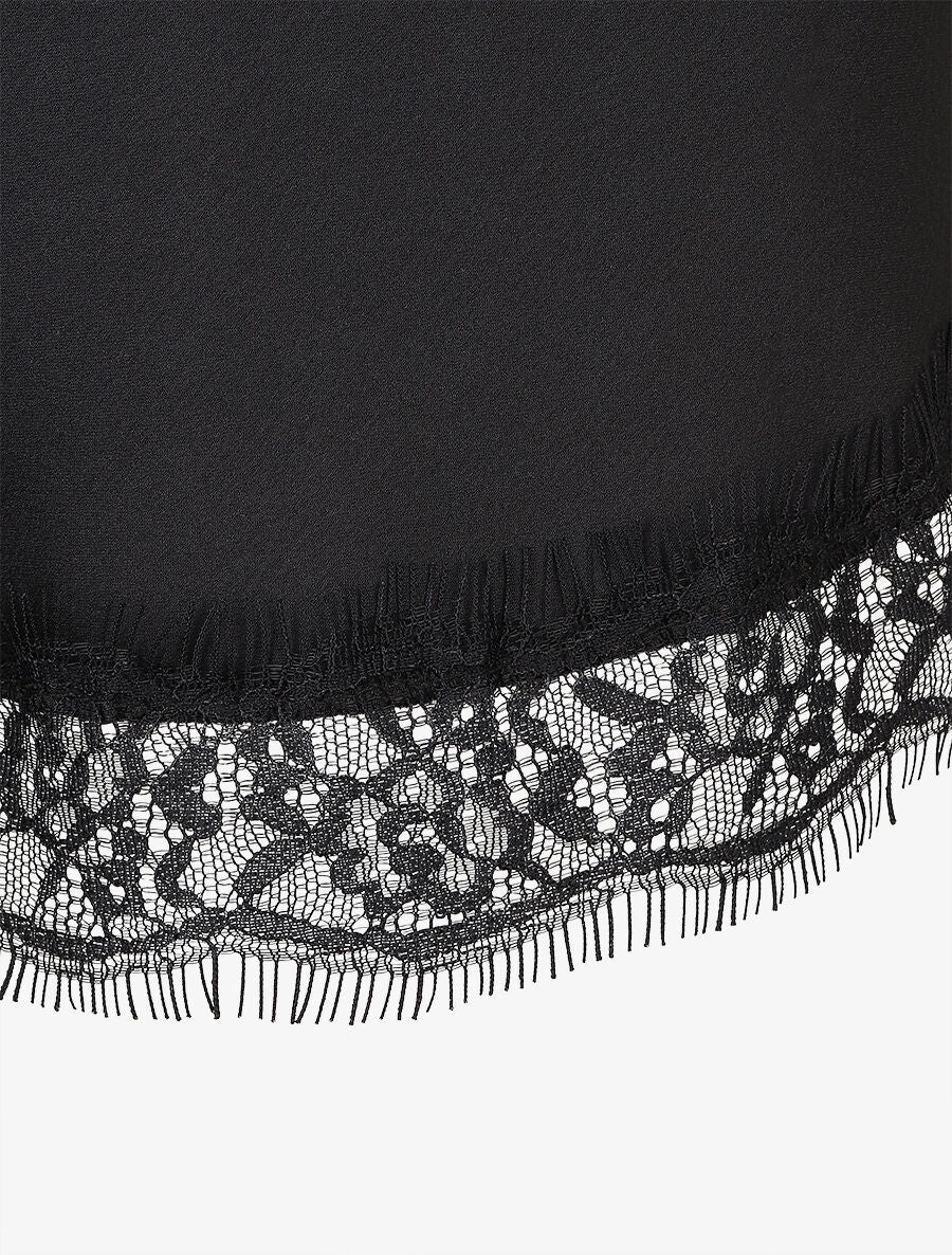 Caraco uni à bords en dentelle - Noir - 3