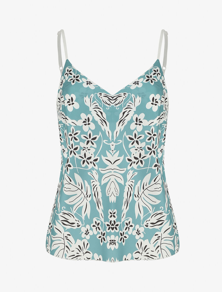 Caraco droit imprimé hawaien - Turquoise - 1