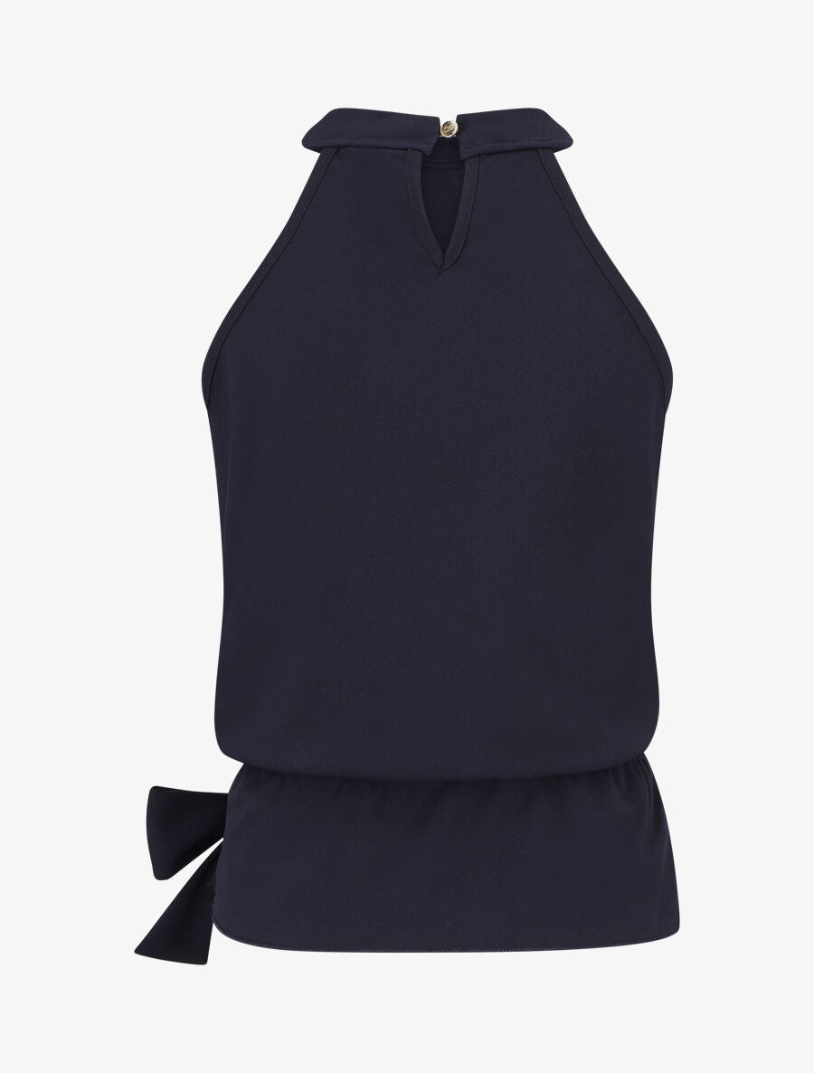 Top péplum à col américain - Marine - 2