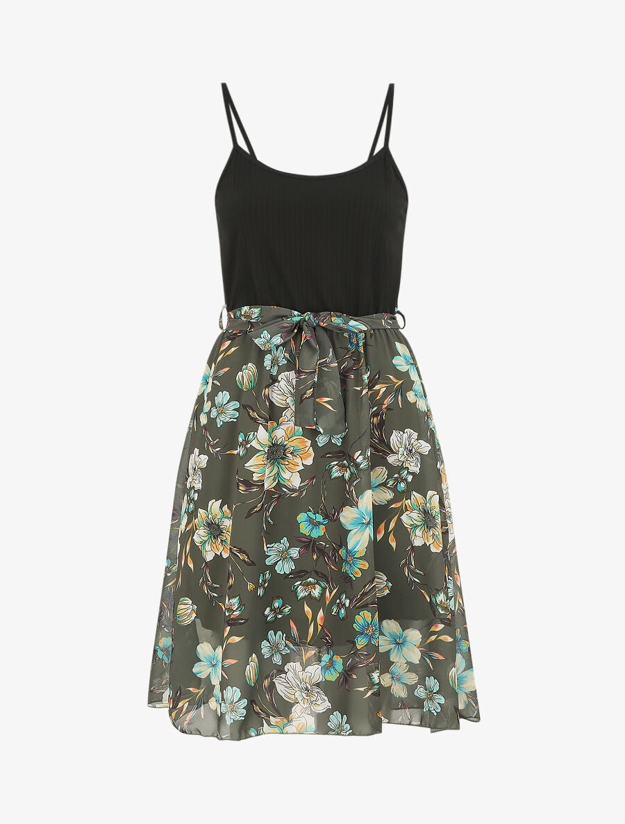 Robe mi longue bi-matière - Kaki - 1