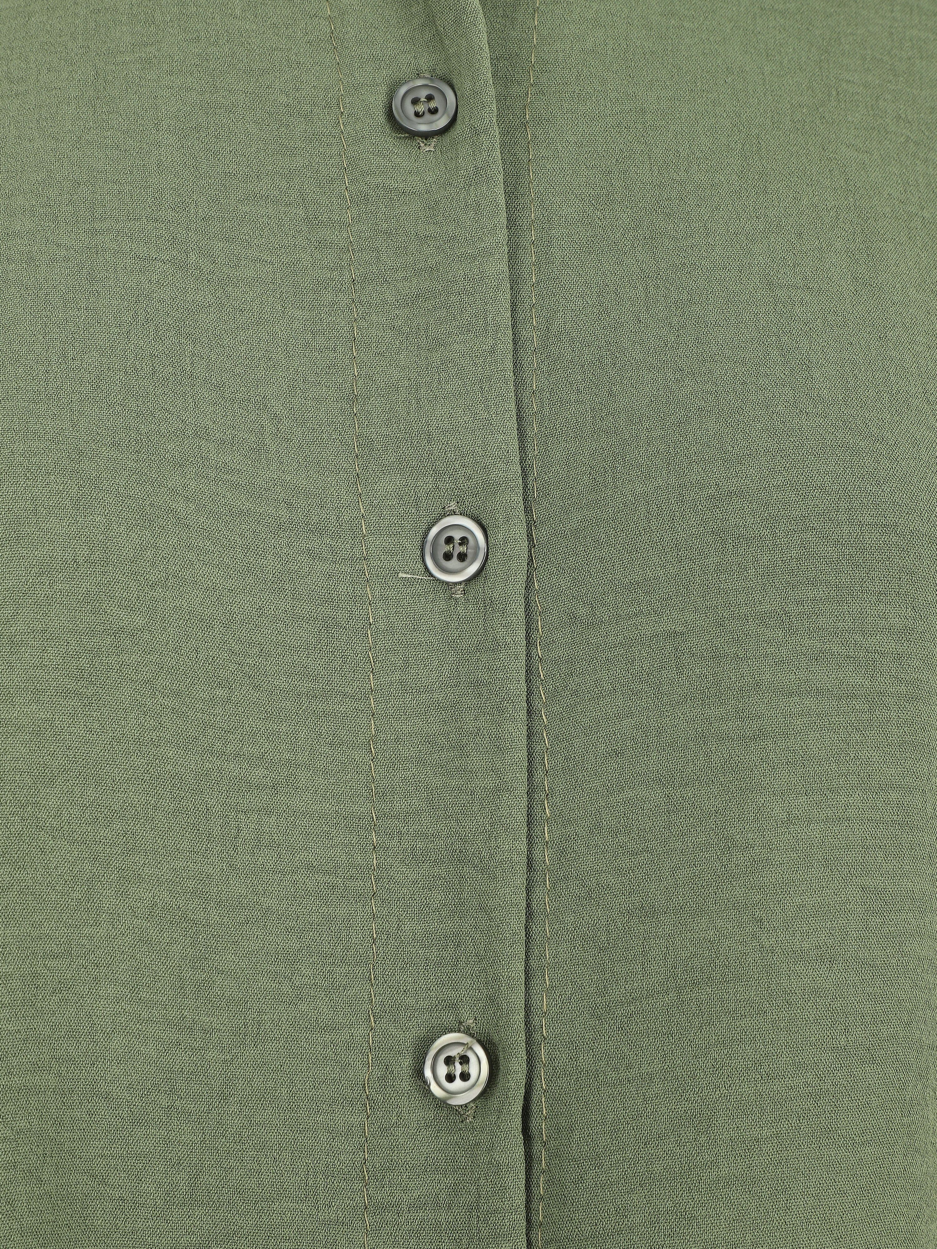 Chemise unie manches courtes à nouer - Kaki - 3