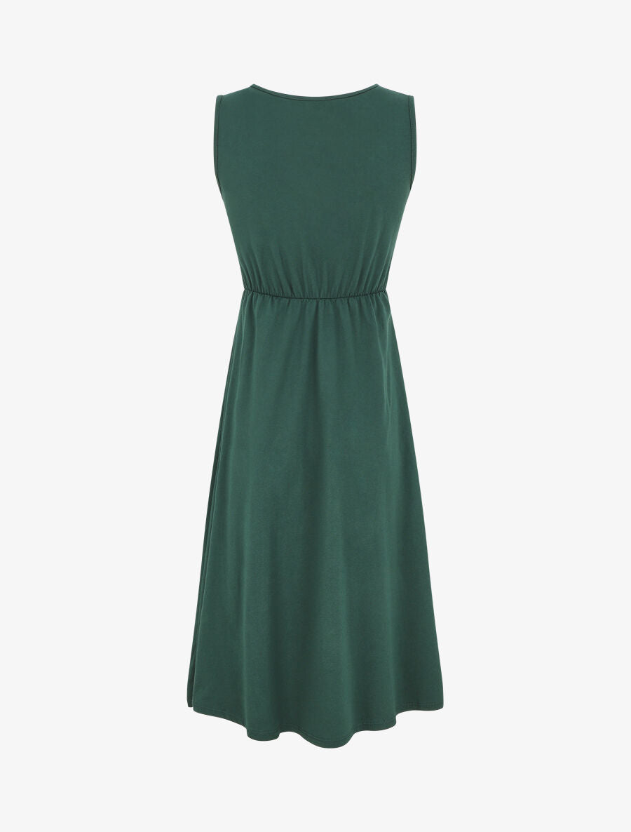 Robe longue unie à col V - Vert sapin - 2