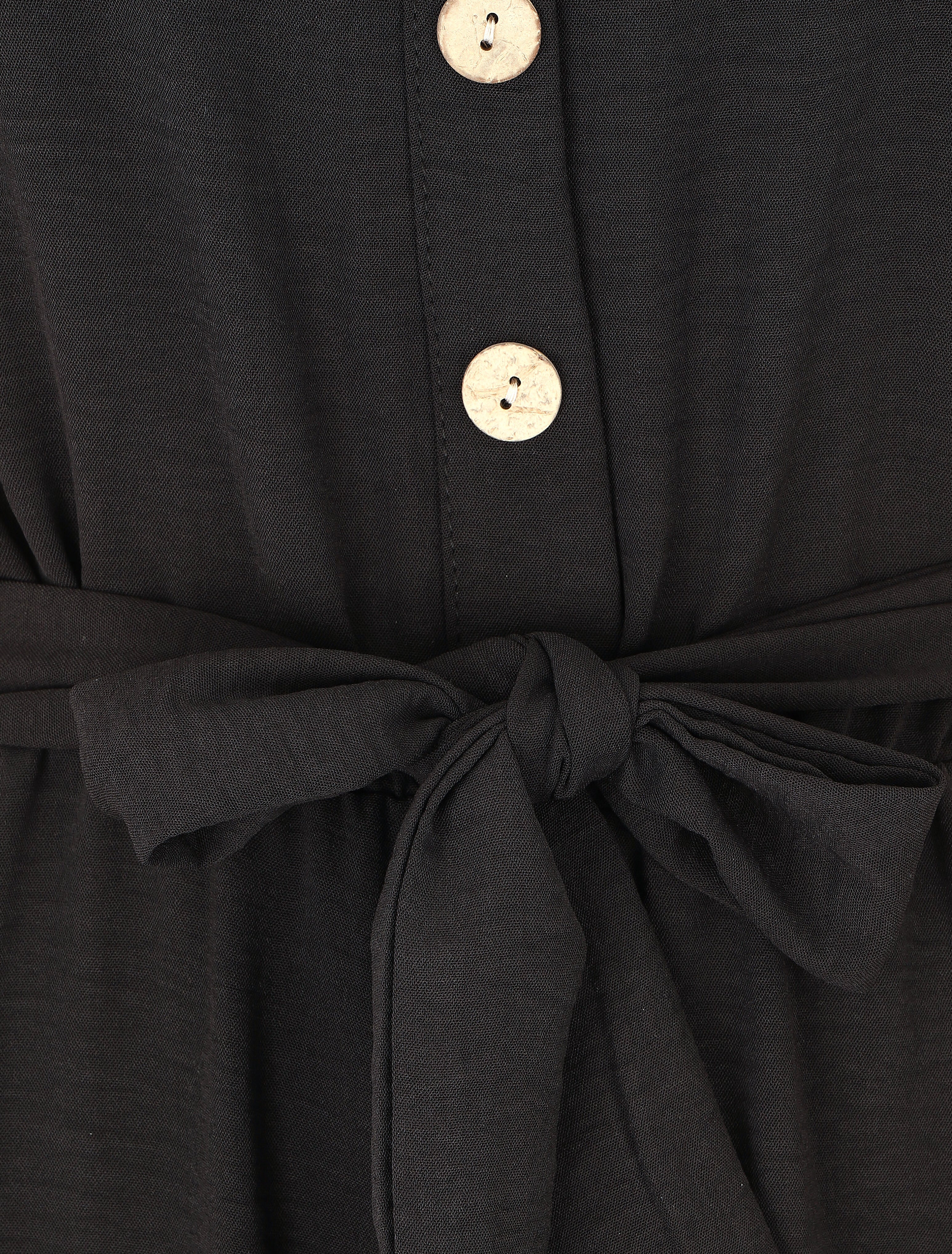 Combinaison unie fluide à taille élastiquée - Noir - 3