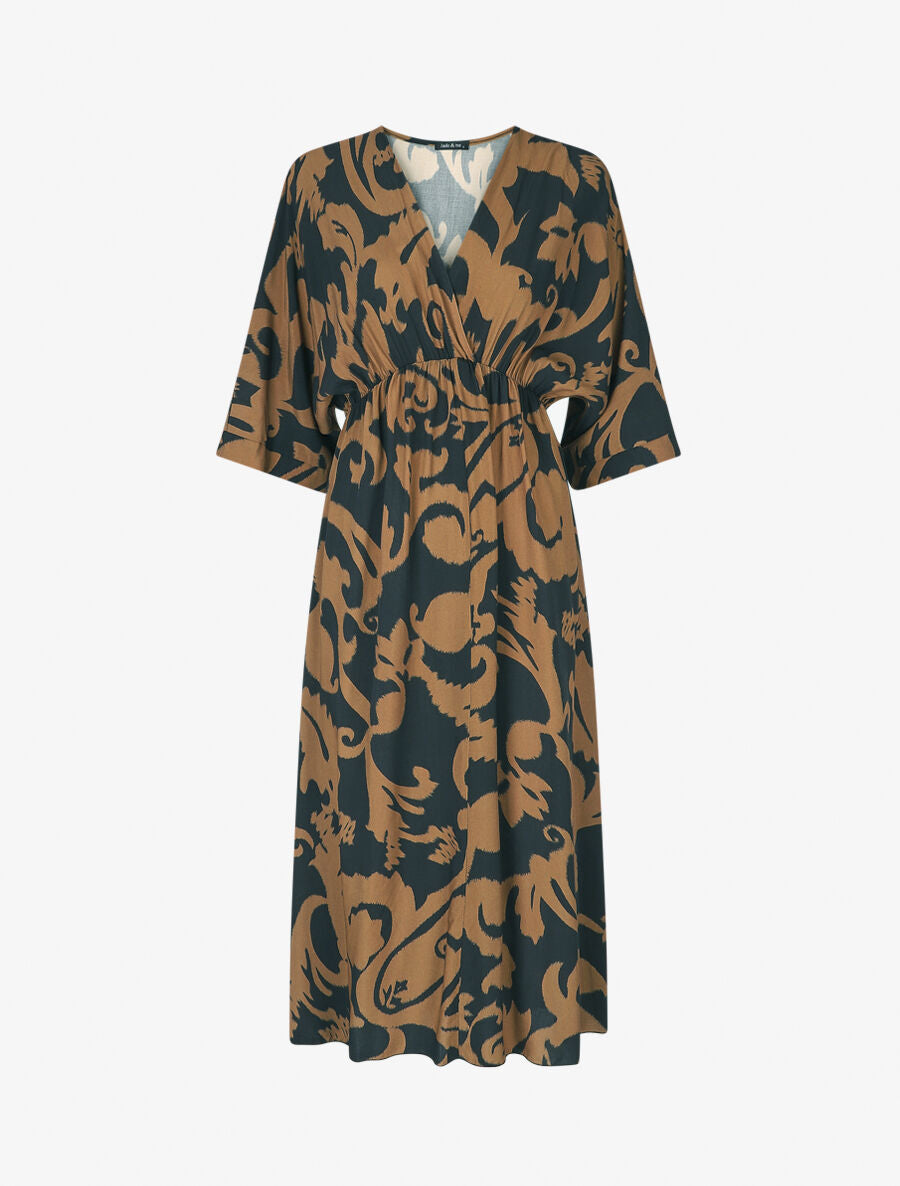 Robe longue à taille élastiquée - Noir - 1