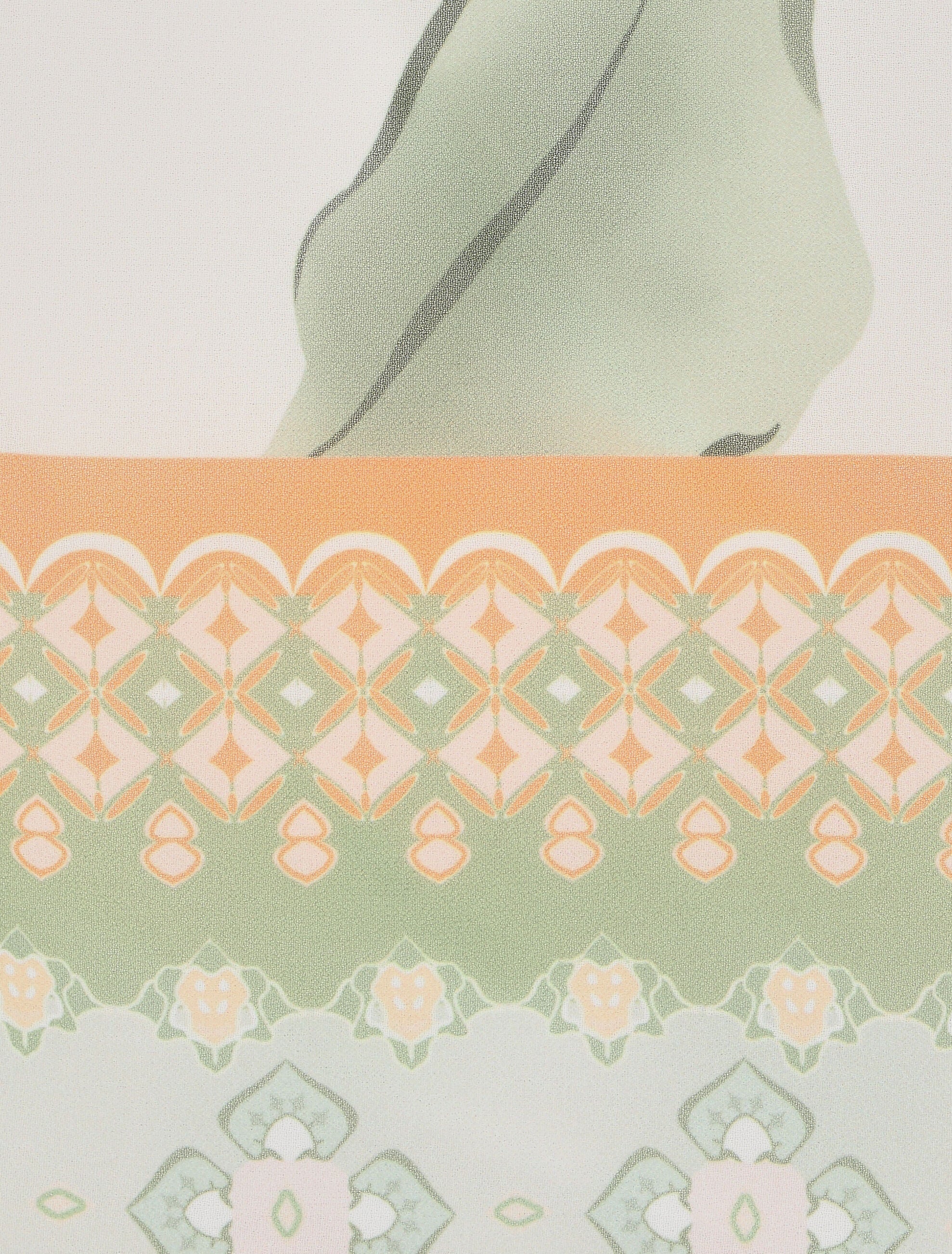 Blouse manches longues imprimé grandes fleurs - Blanc/vert - 3