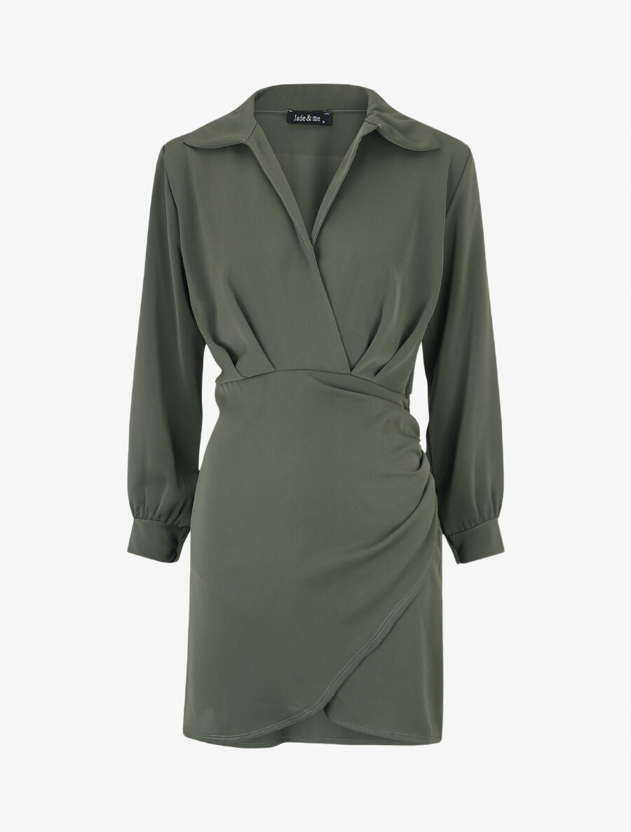 Robe courte élastiquée - Kaki - 1