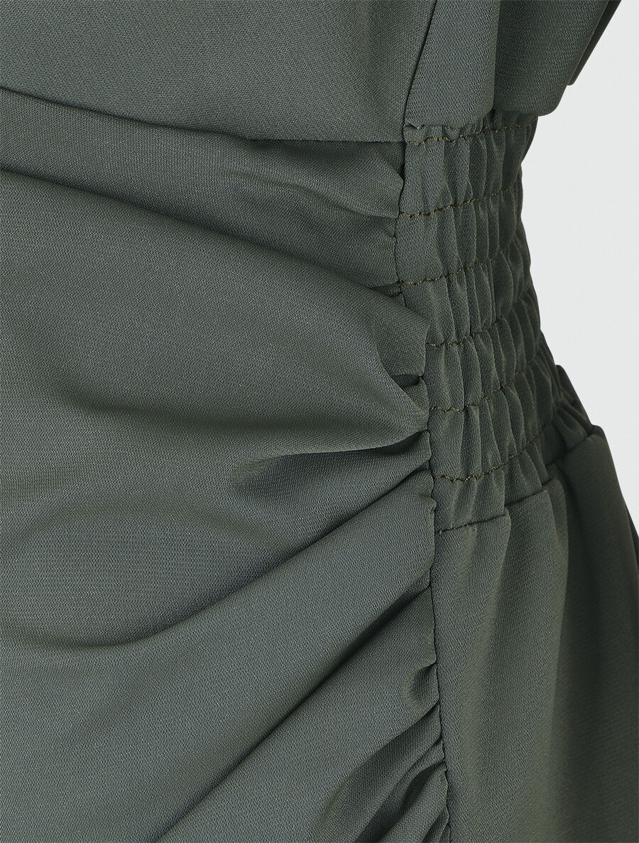 Robe courte élastiquée - Kaki - 3