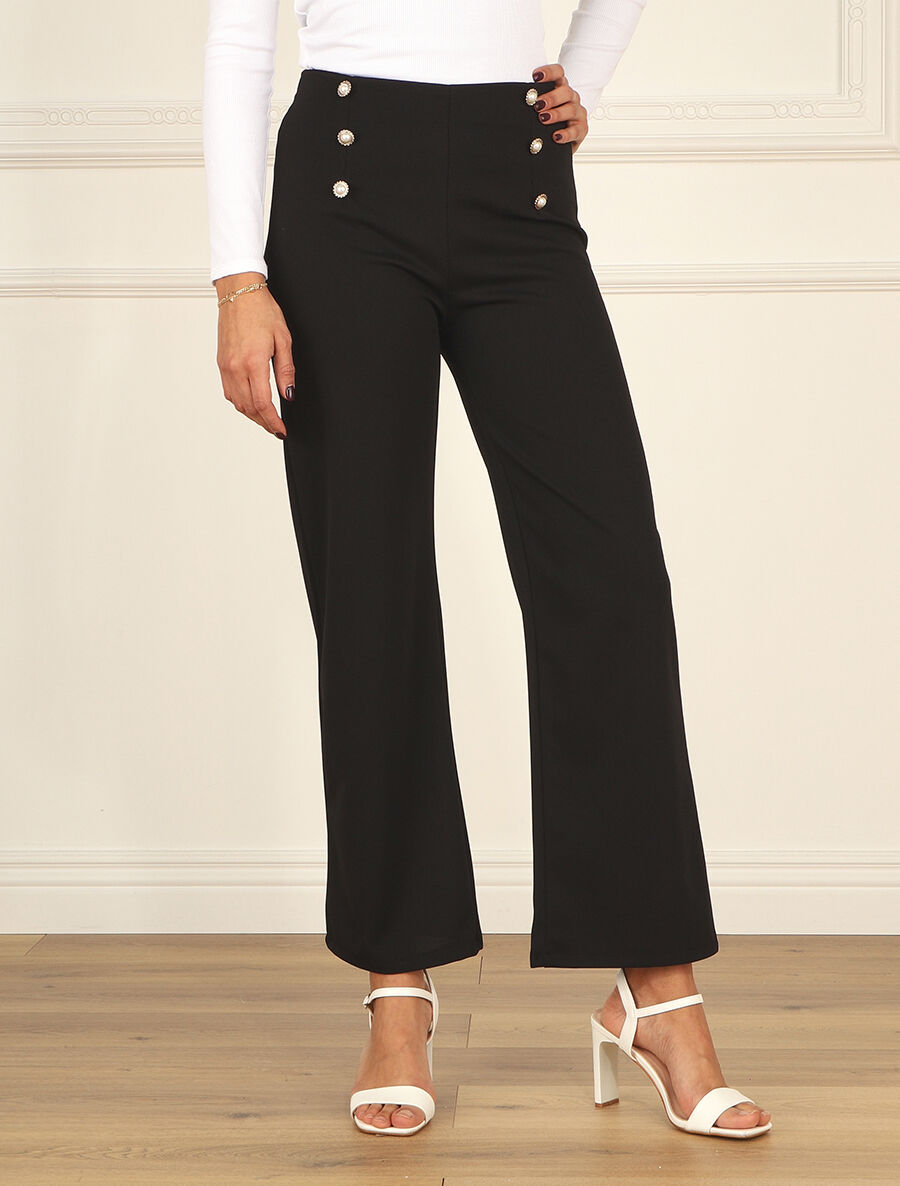 Pantalon fluide coupe droite - Noir - 4