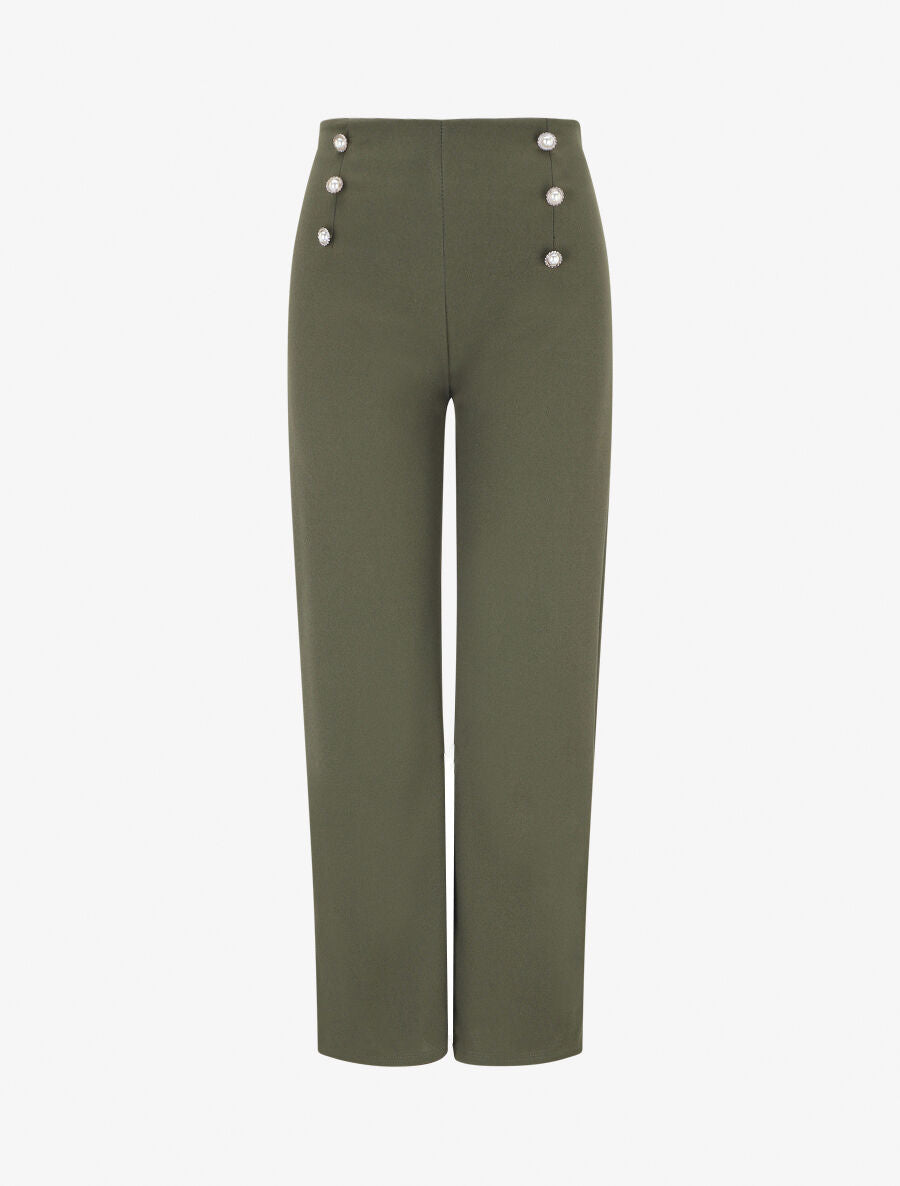 Pantalon fluide coupe droite - Kaki - 5