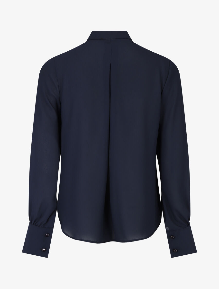 Blouse en voile à buste volanté - Marine - 2