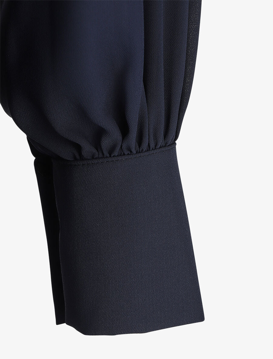 Blouse en voile à buste volanté - Marine - 3