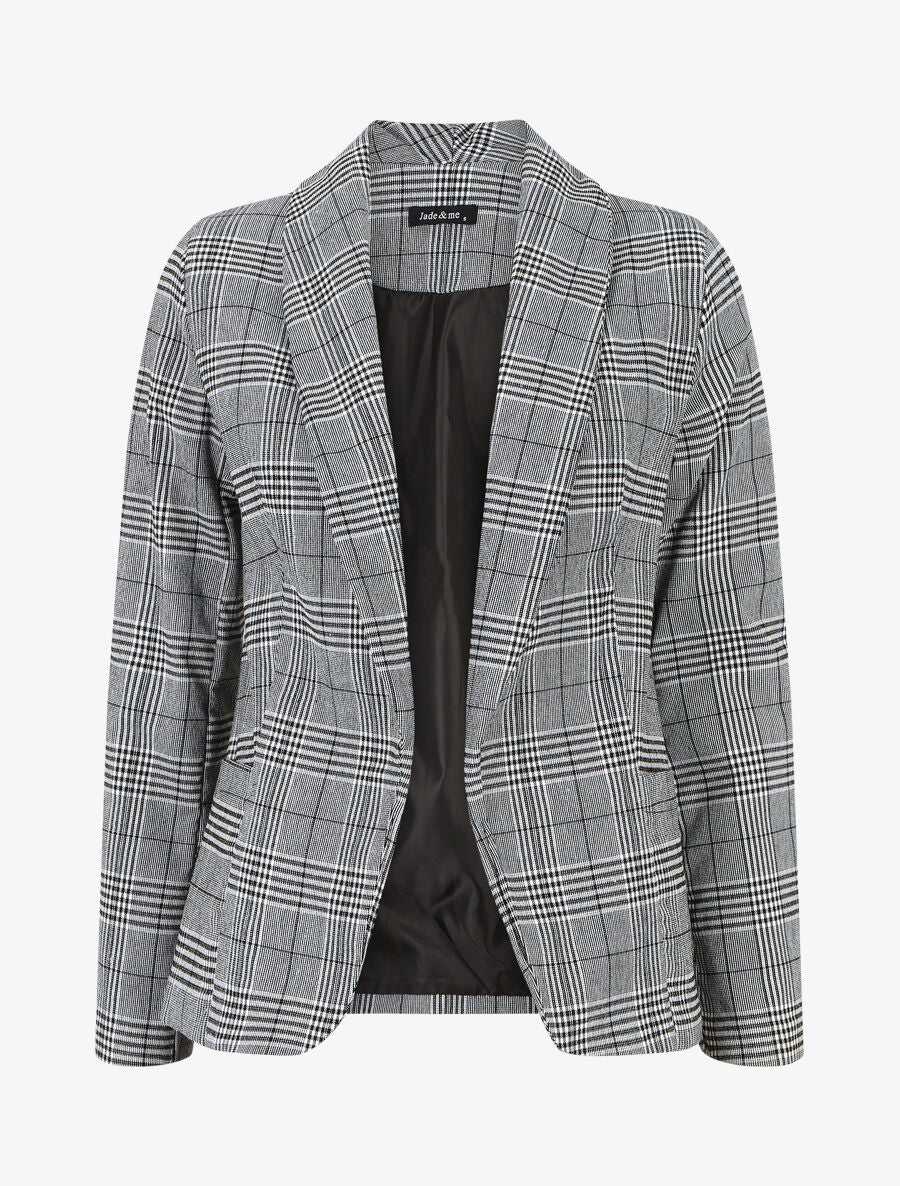 Blazer droit à imprimé prince de galles - Noir - 1