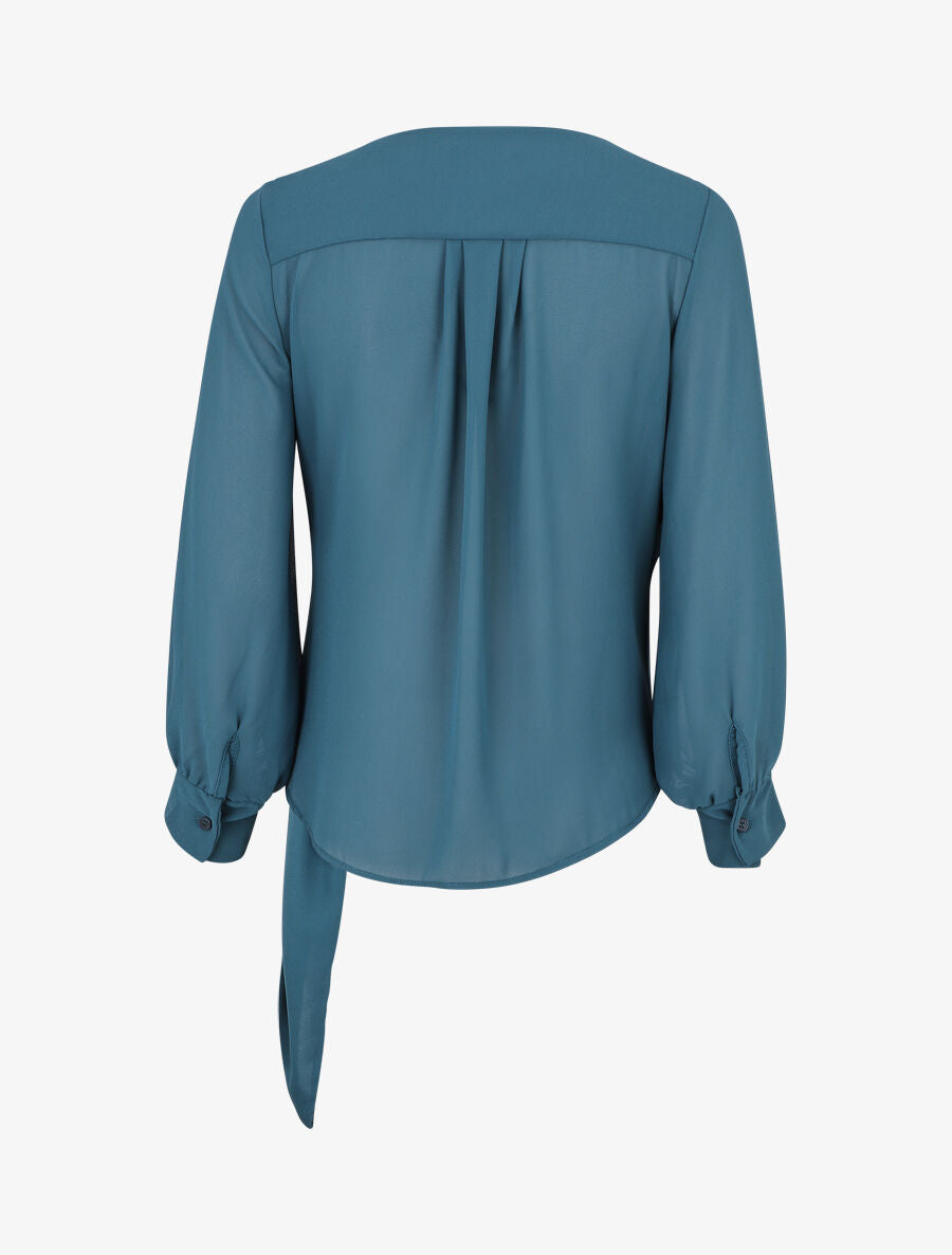 Blouse en voile style portefeuille - Bleu canard - 2