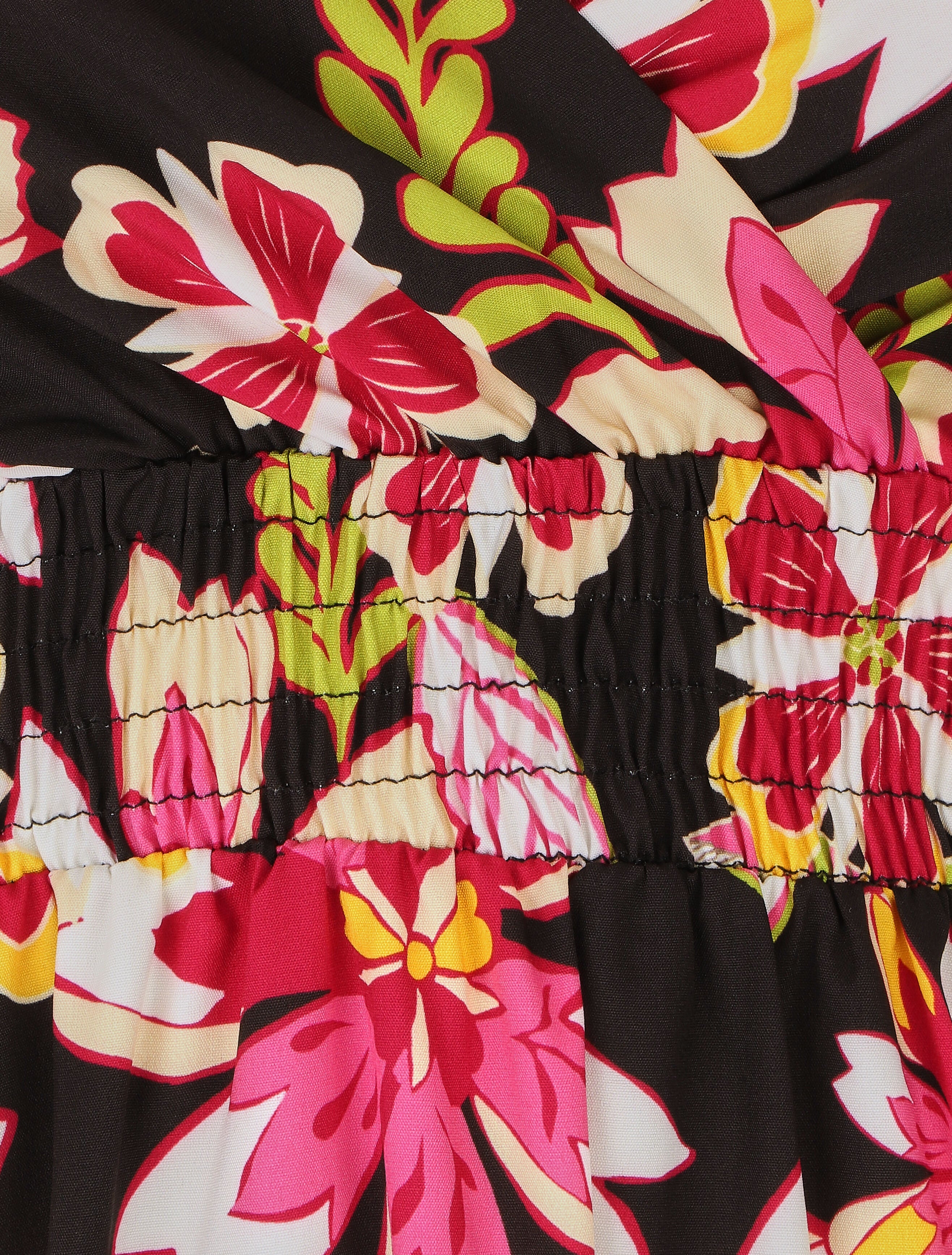 Robe longue imprimé fleurs des îles - Noir - 3