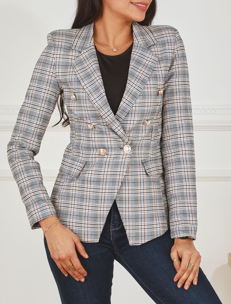 Blazer imprimé prince de galles - Camel - 4