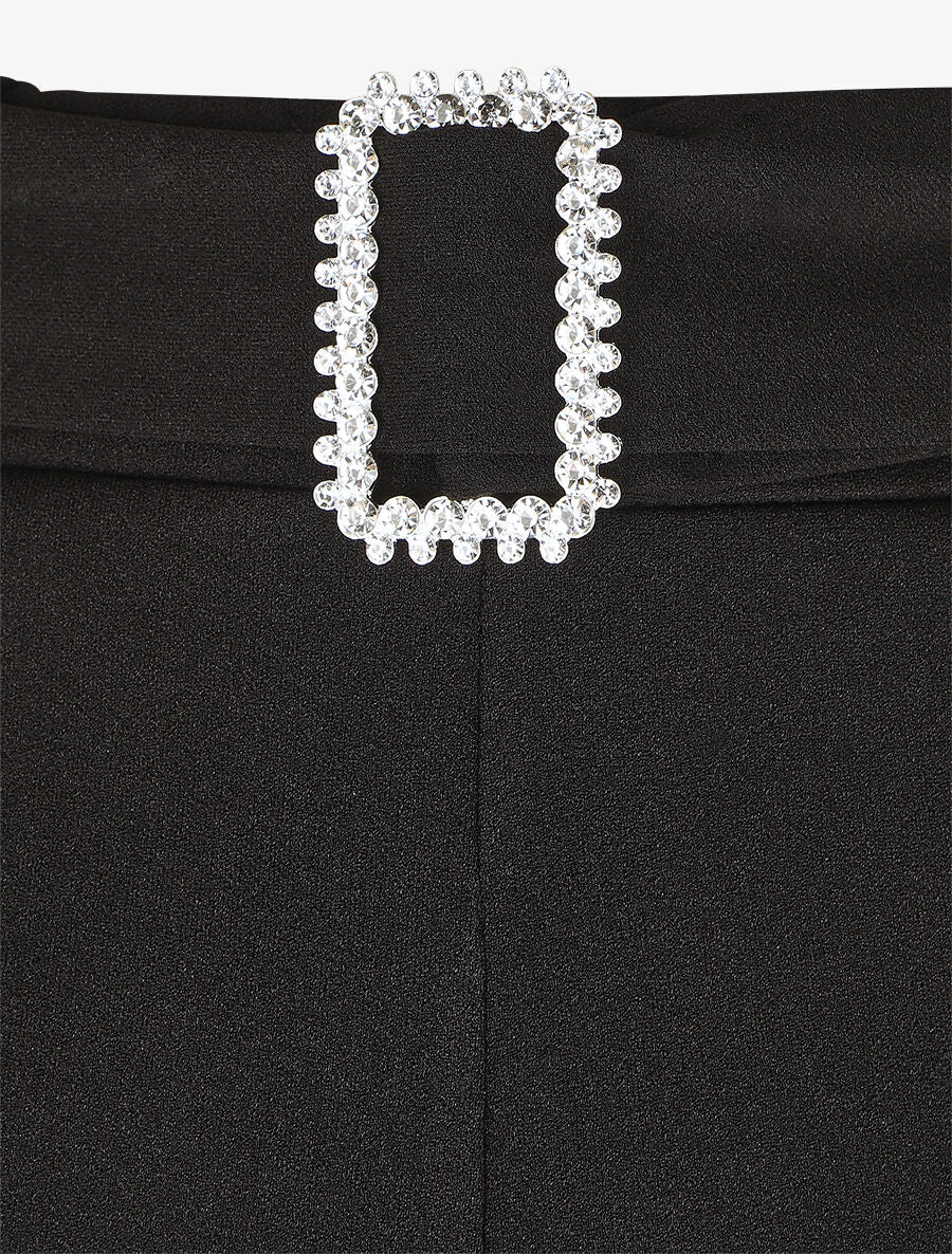Pantalon long ample à détail bijoux - Noir - 3